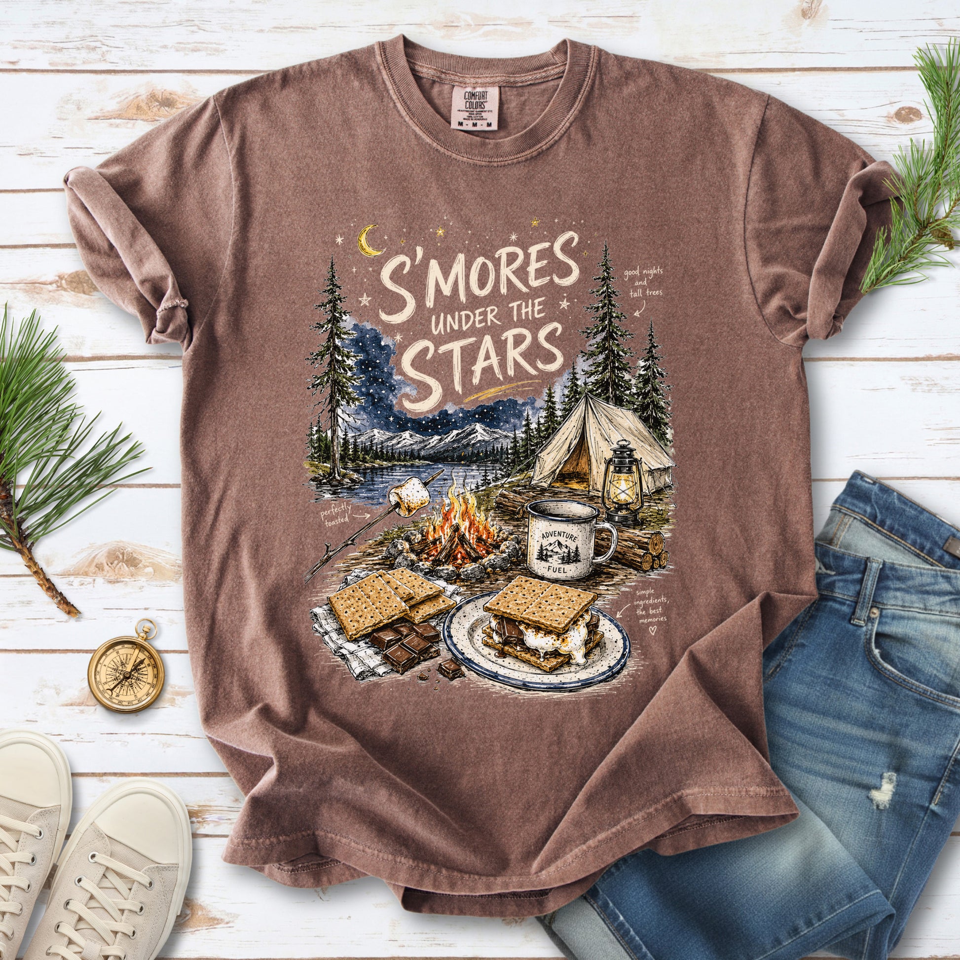 S’mores Under the Stars Comfort Colors Shirt – Campfire Nights Tee