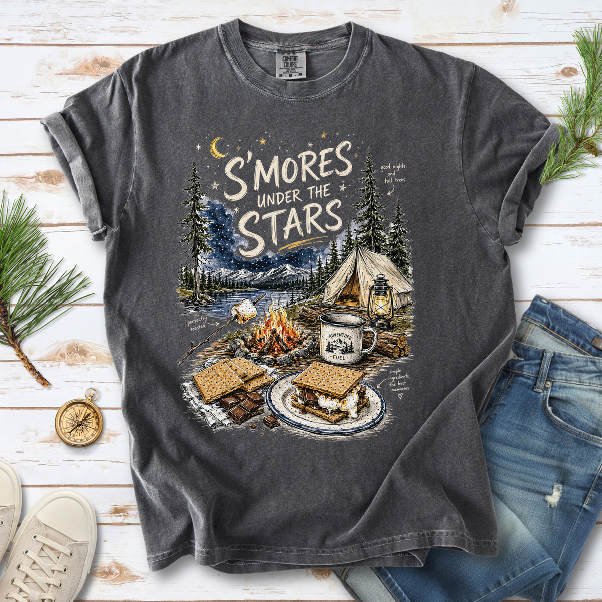 S’mores Under the Stars Comfort Colors Shirt – Campfire Nights Tee