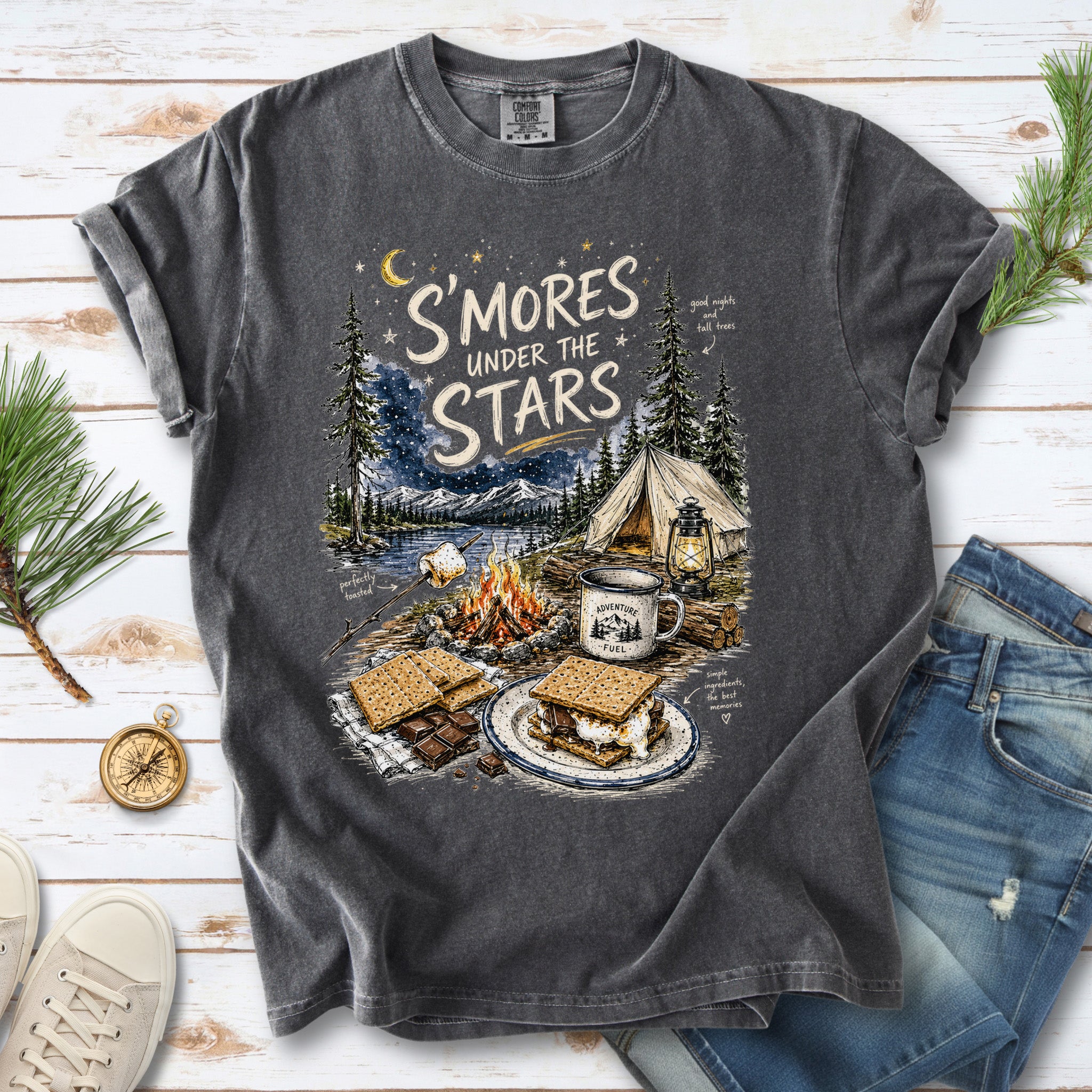 S’mores Under the Stars Comfort Colors Shirt – Campfire Nights Tee