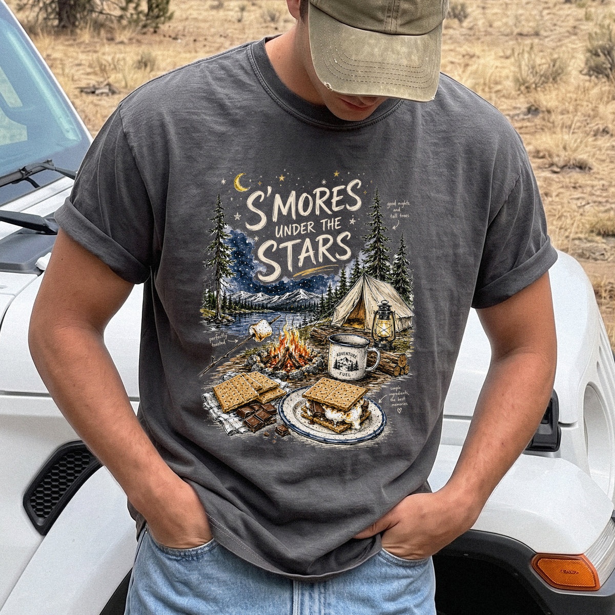 S’mores Under the Stars Comfort Colors Shirt – Campfire Nights Tee