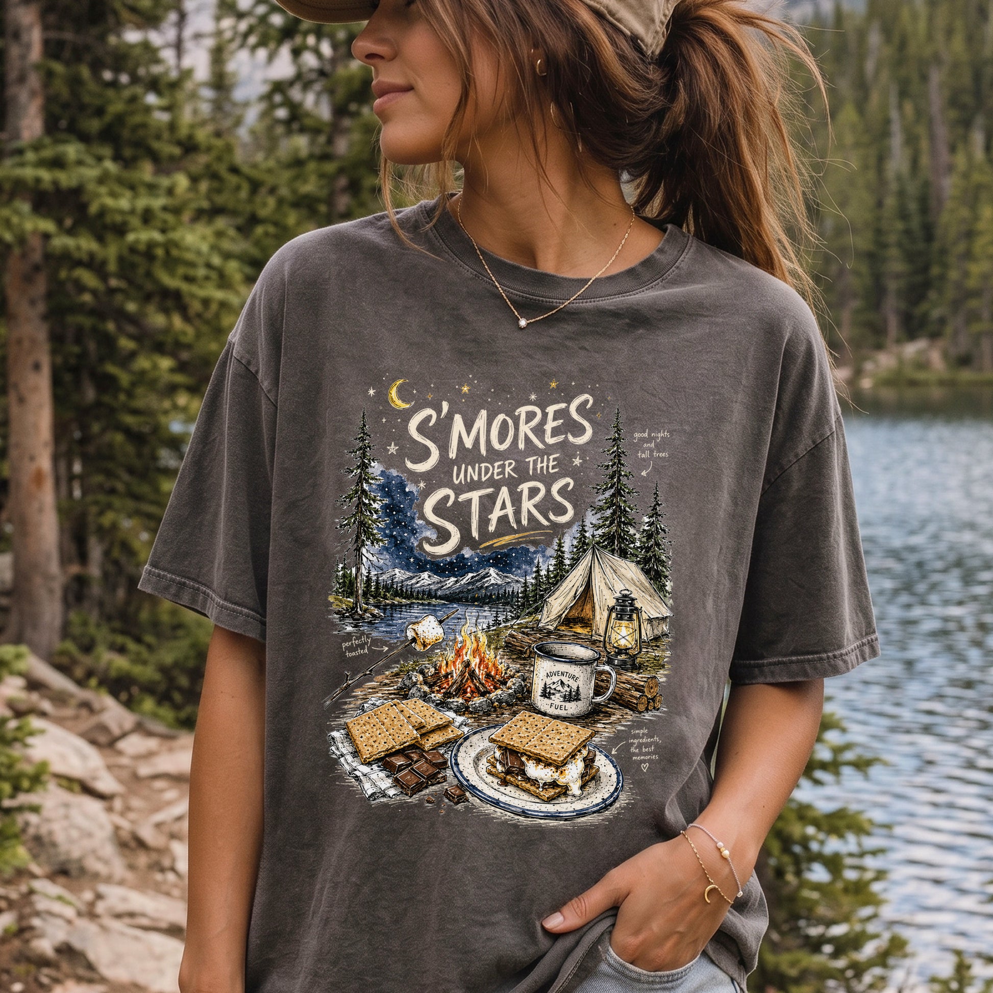 S’mores Under the Stars Comfort Colors Shirt – Campfire Nights Tee