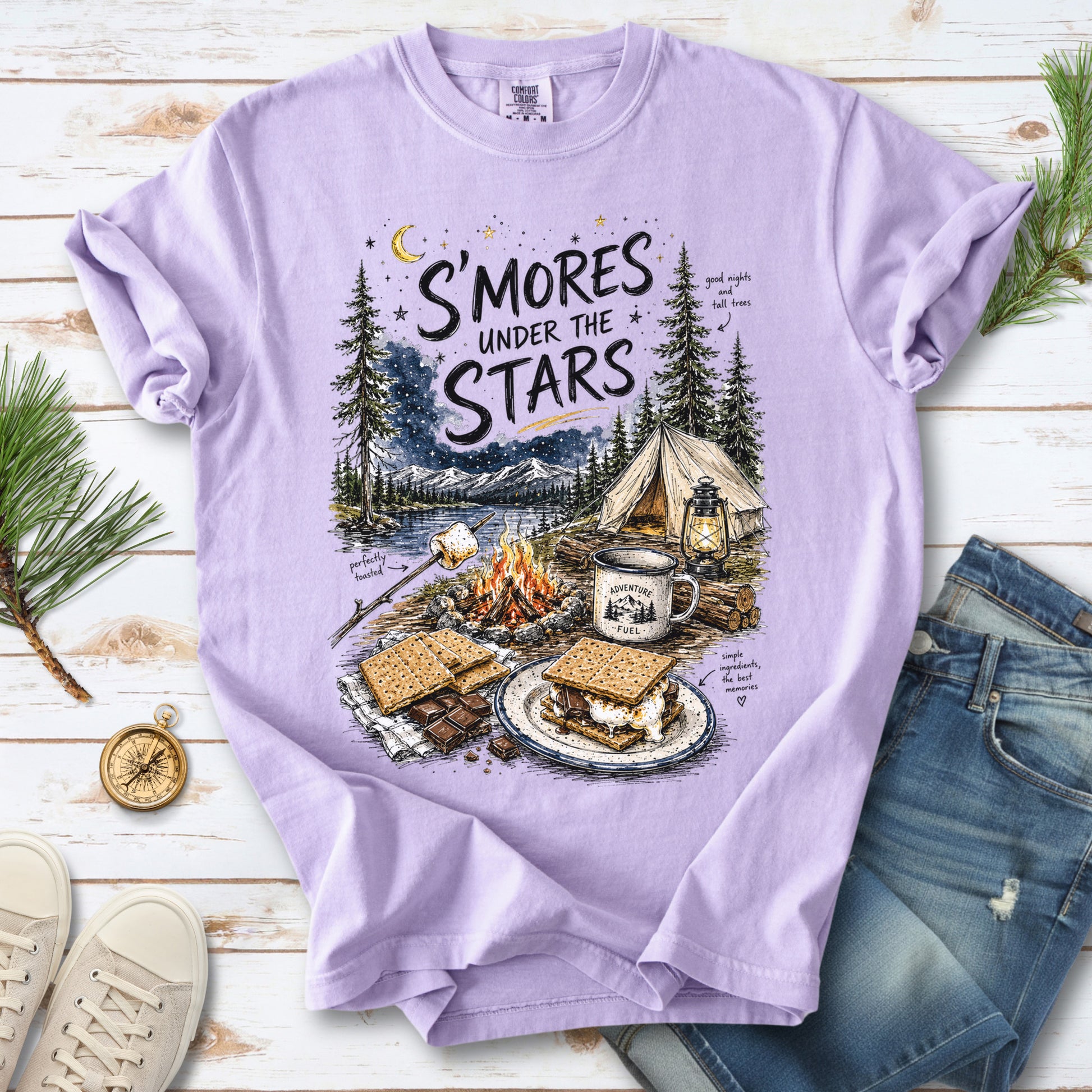 S’mores Under the Stars Comfort Colors Shirt – Campfire Nights Tee