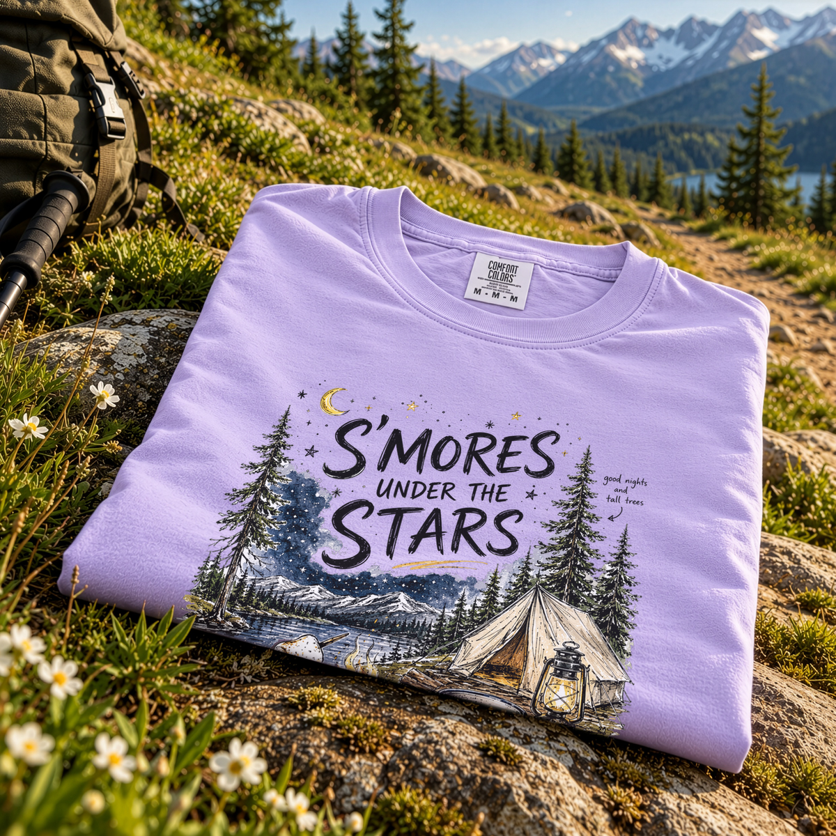S’mores Under the Stars Comfort Colors Shirt – Campfire Nights Tee