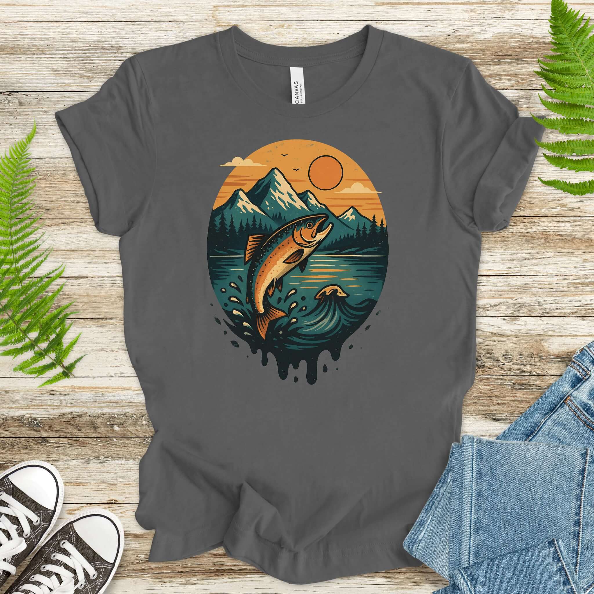 Jumping Salmon Alaskan Spillover T-Shirt – Colorful Hiking & Nature Shirt