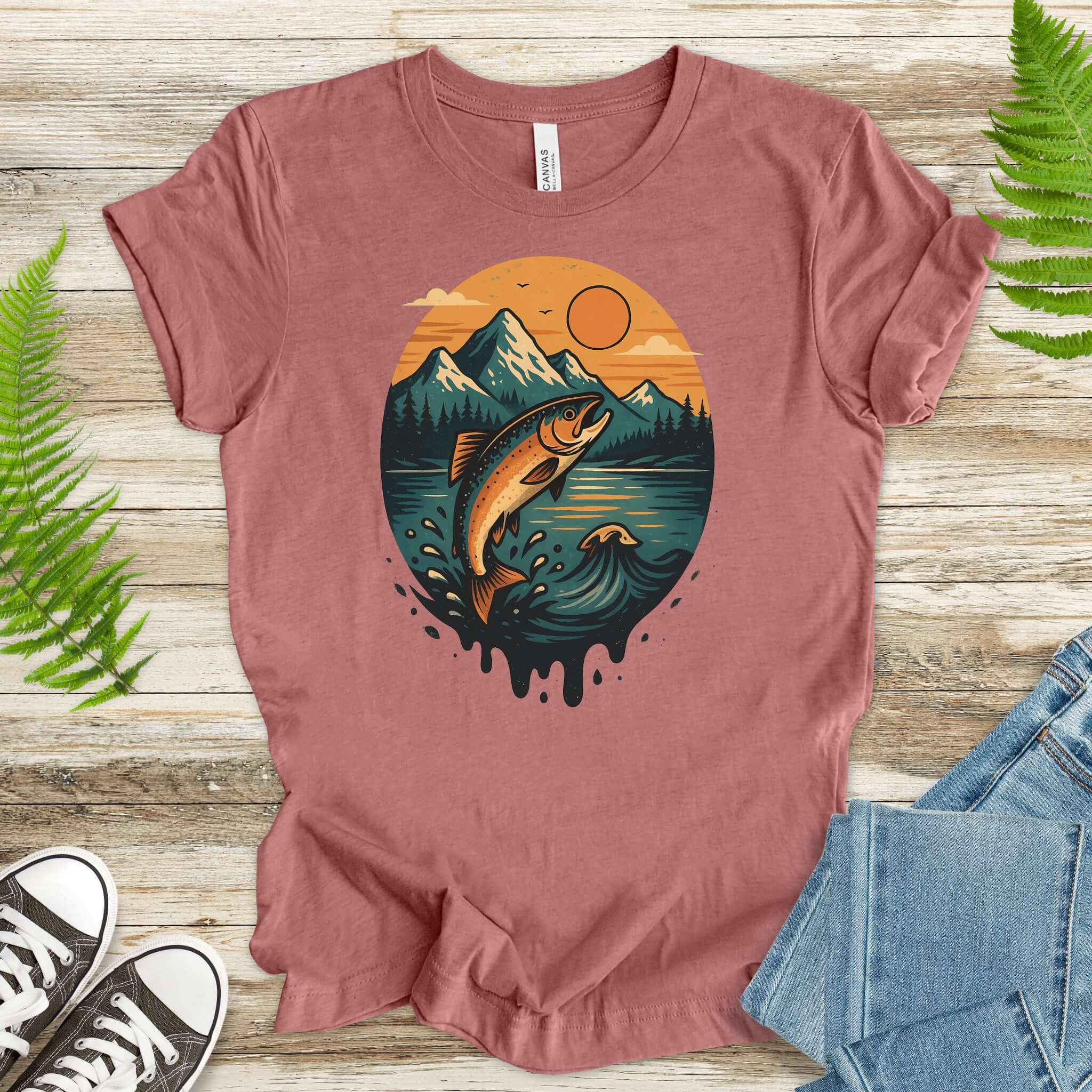 Jumping Salmon Alaskan Spillover T-Shirt – Colorful Hiking & Nature Shirt