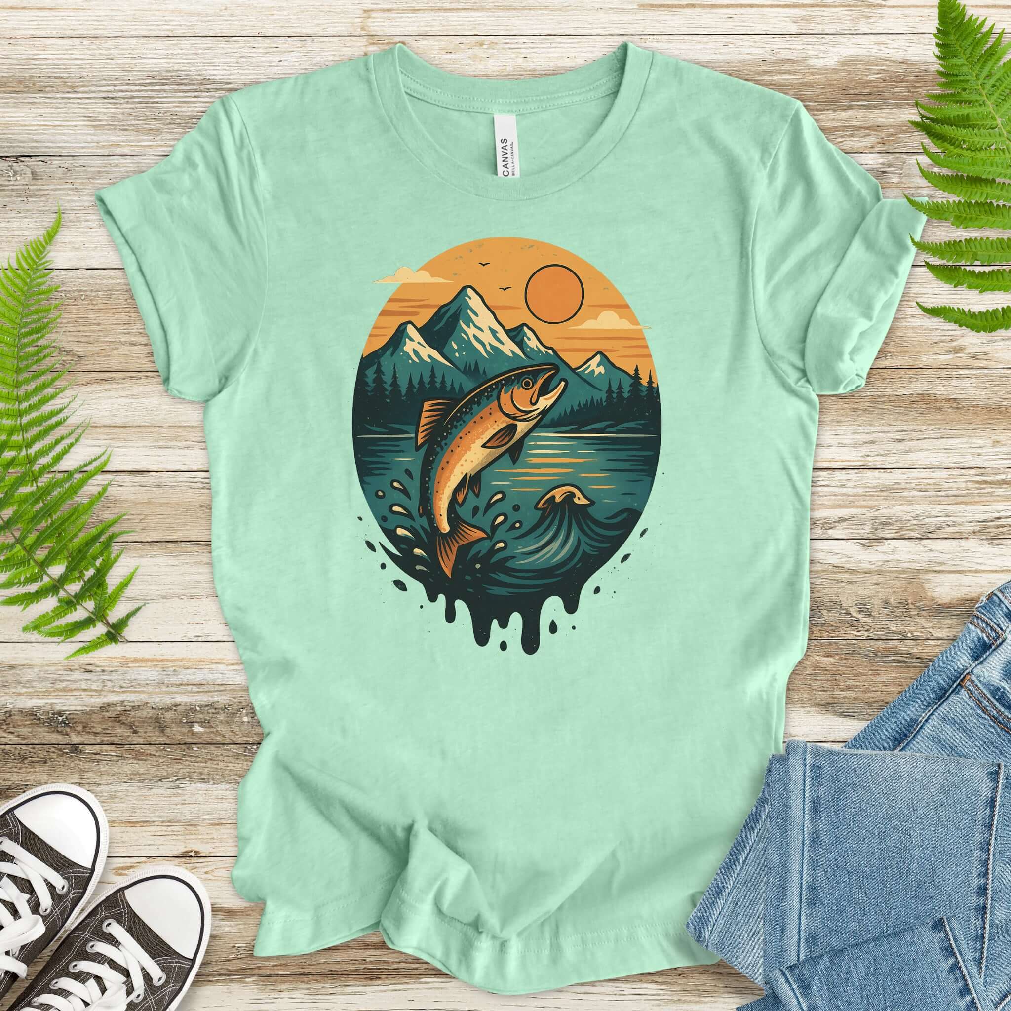 Jumping Salmon Alaskan Spillover T-Shirt – Colorful Hiking & Nature Shirt