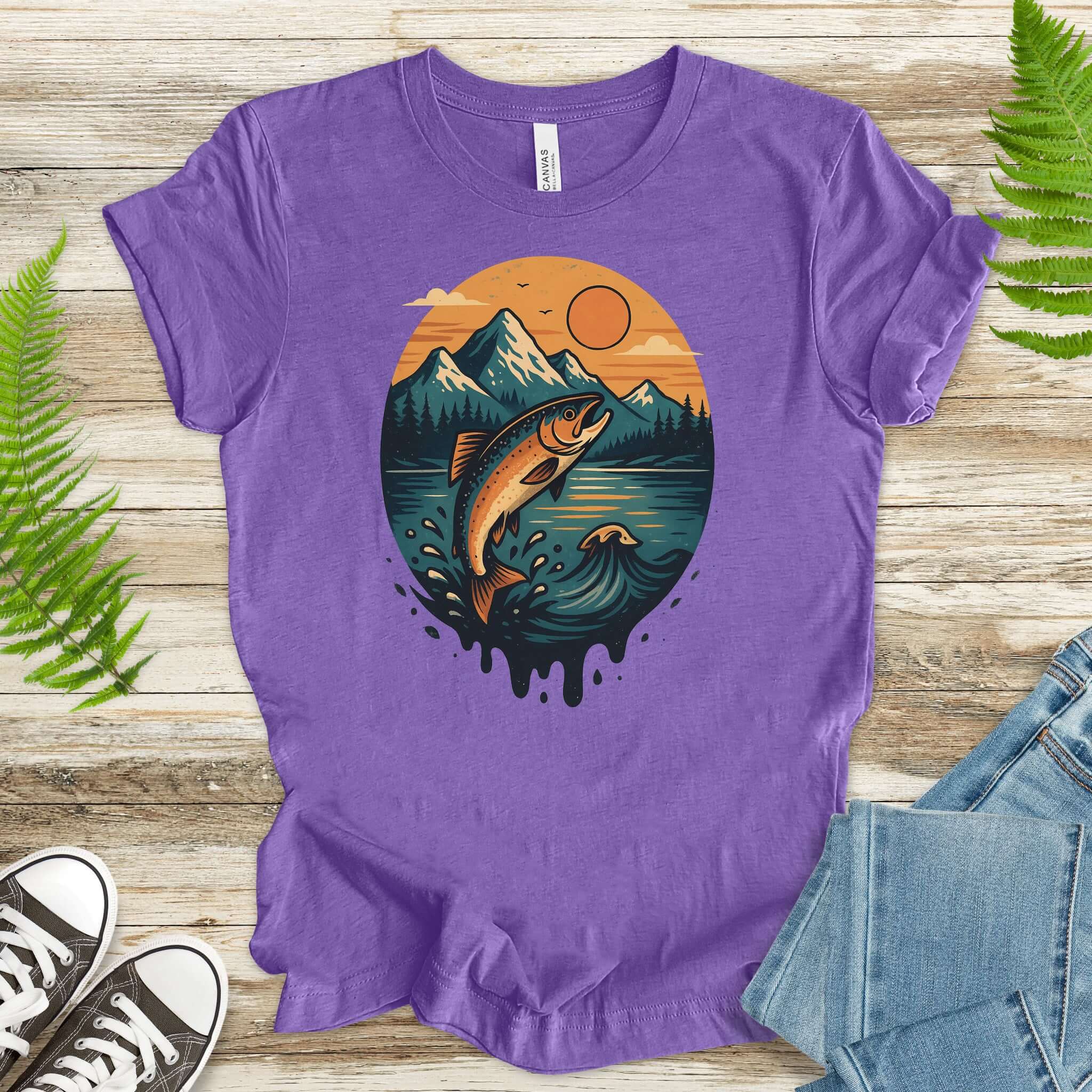 Jumping Salmon Alaskan Spillover T-Shirt – Colorful Hiking & Nature Shirt