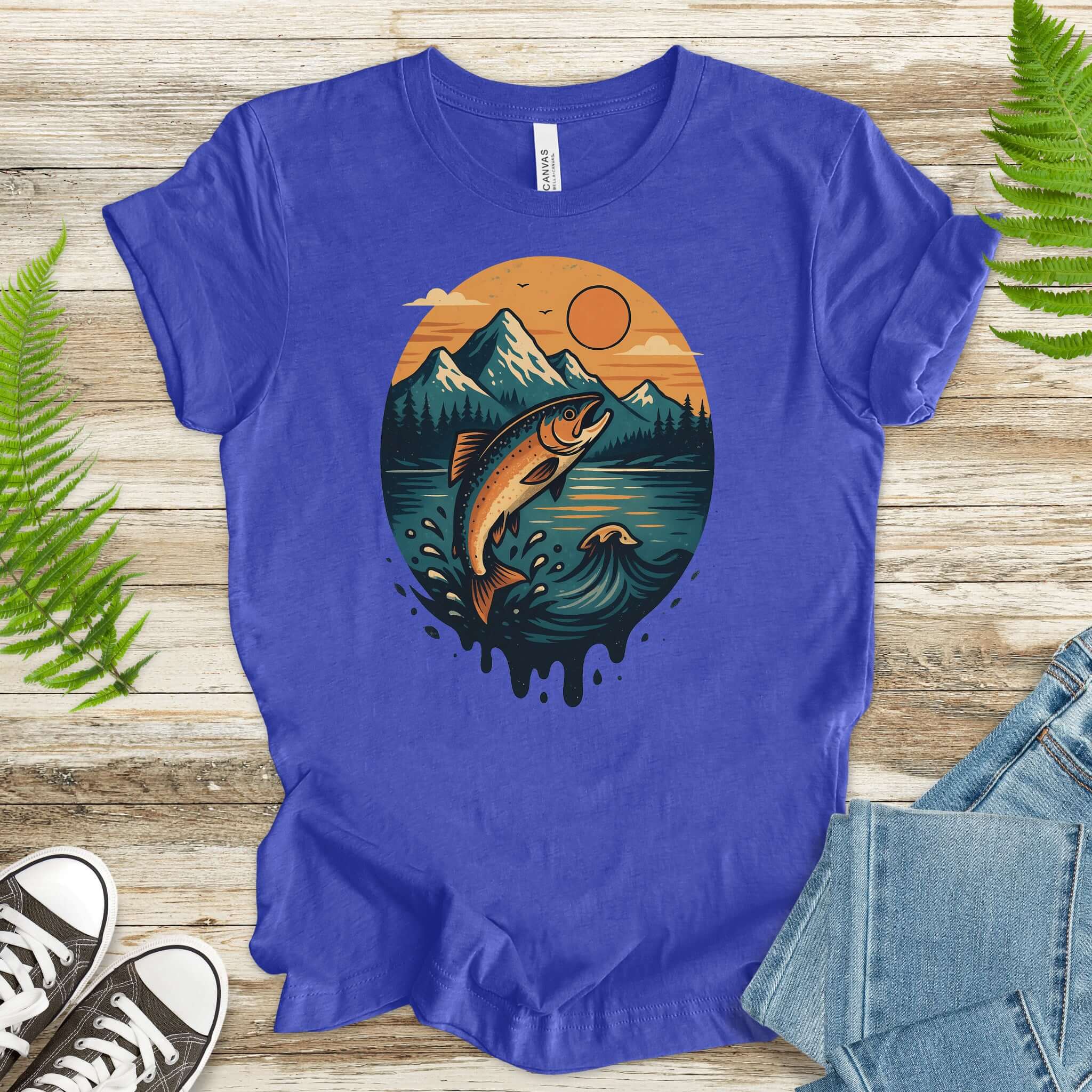 Jumping Salmon Alaskan Spillover T-Shirt – Colorful Hiking & Nature Shirt
