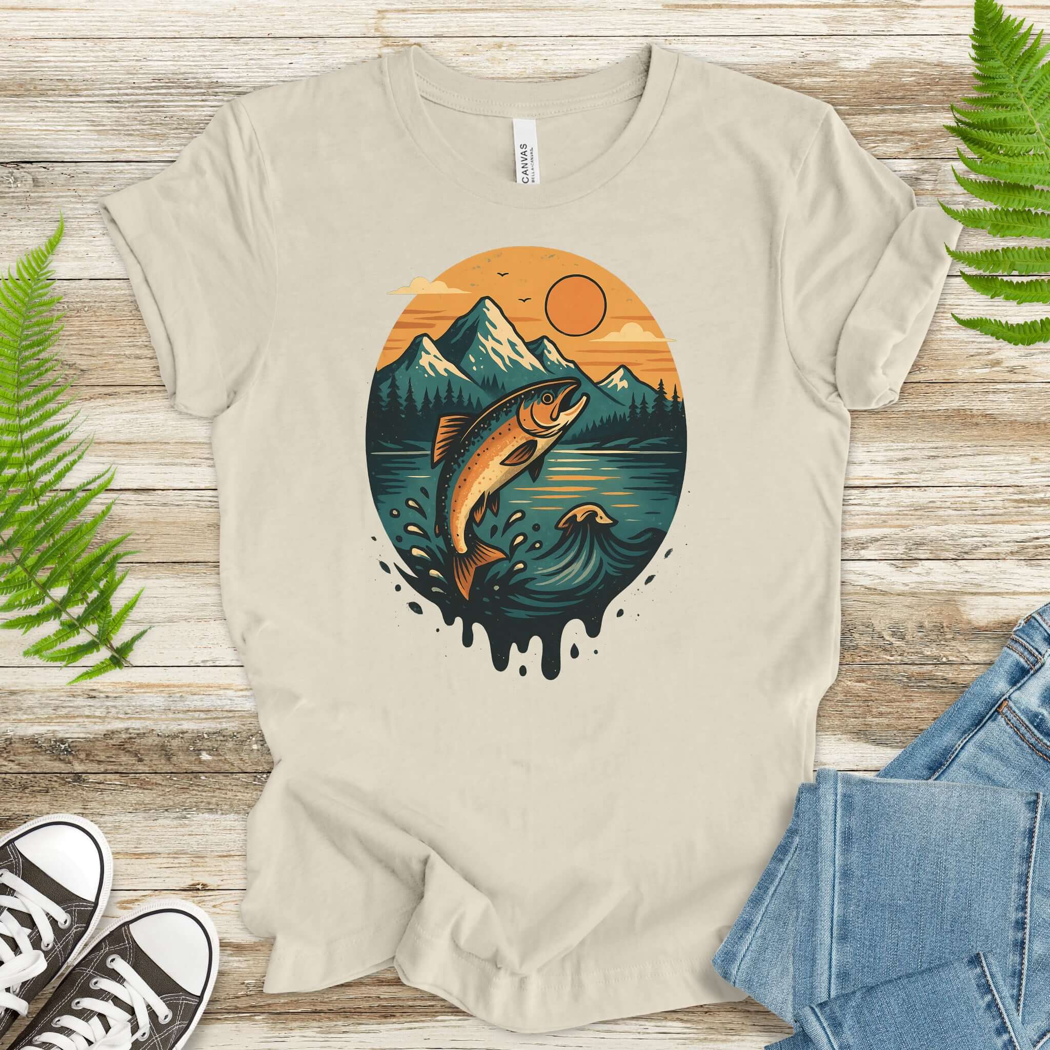 Jumping Salmon Alaskan Spillover T-Shirt – Colorful Hiking & Nature Shirt
