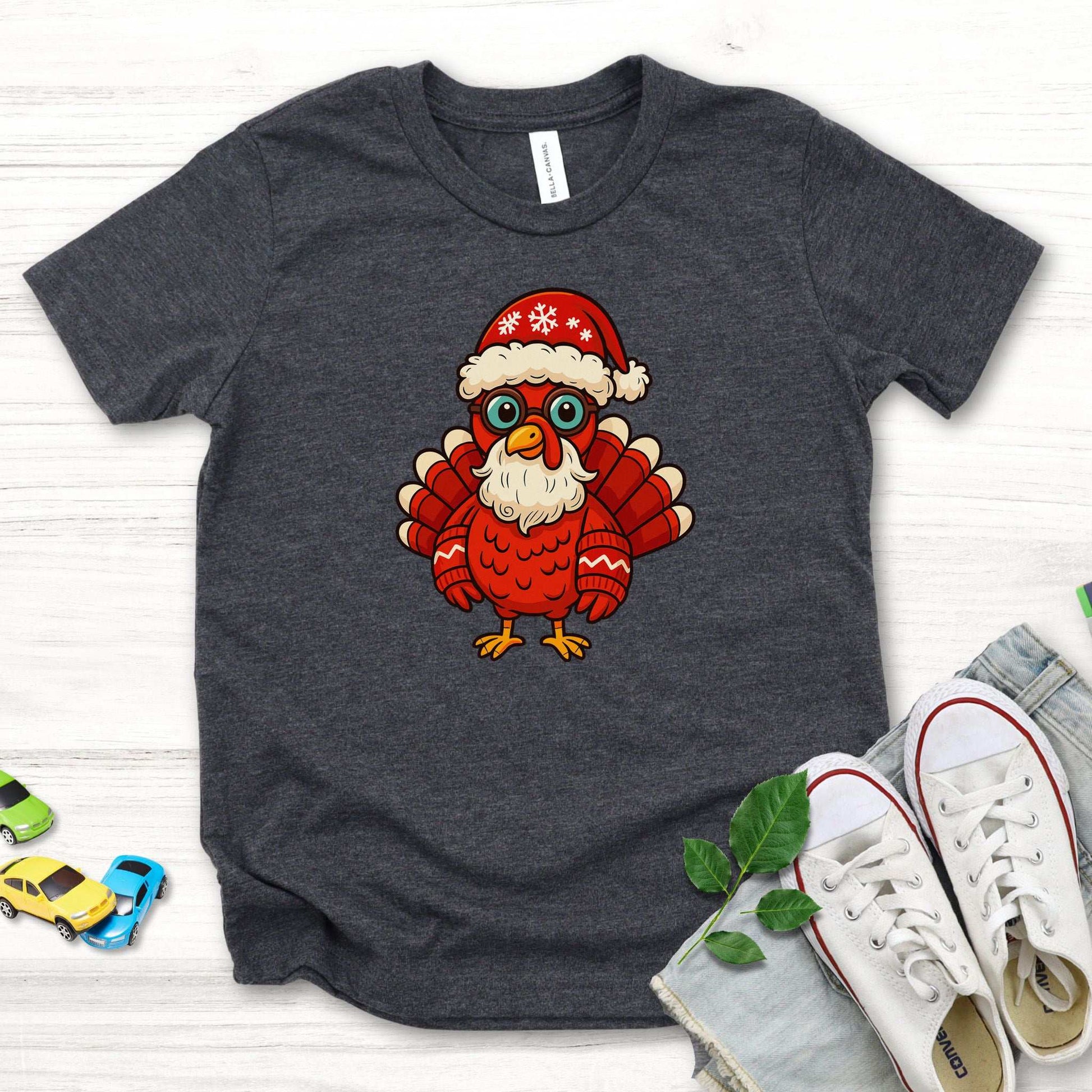 Santa Turkey Kids T-Shirt – Funny Holiday Bird Christmas Tee, Youth Tee