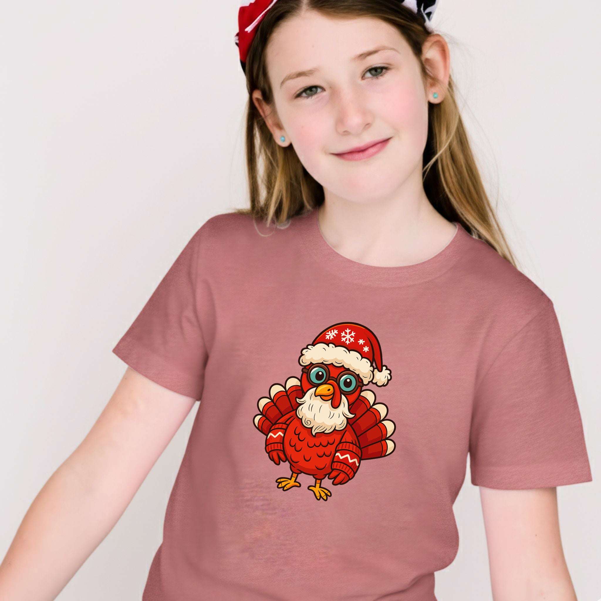 Santa Turkey Kids T-Shirt – Funny Holiday Bird Christmas Tee, Youth Tee