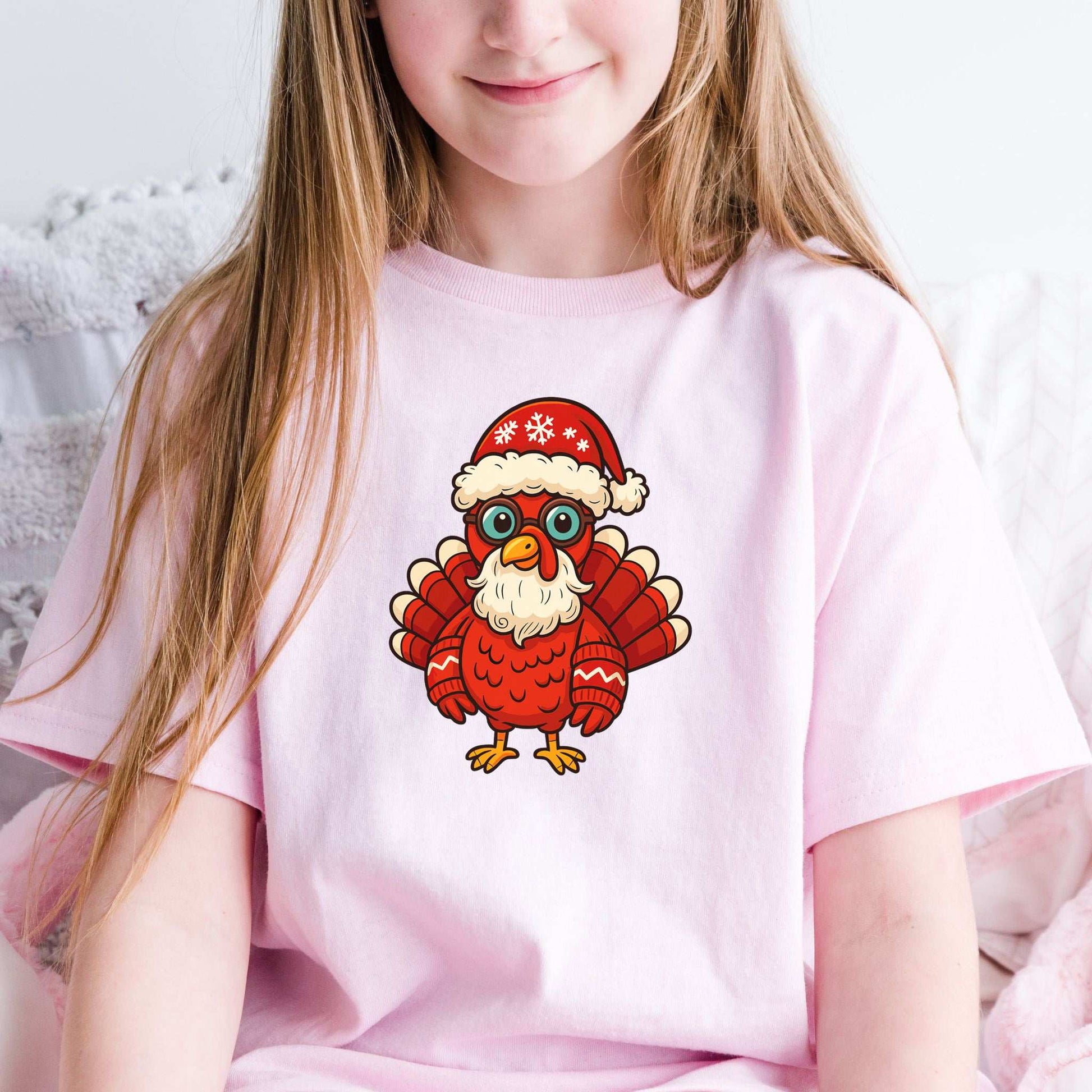 Santa Turkey Kids T-Shirt – Funny Holiday Bird Christmas Tee, Youth Tee