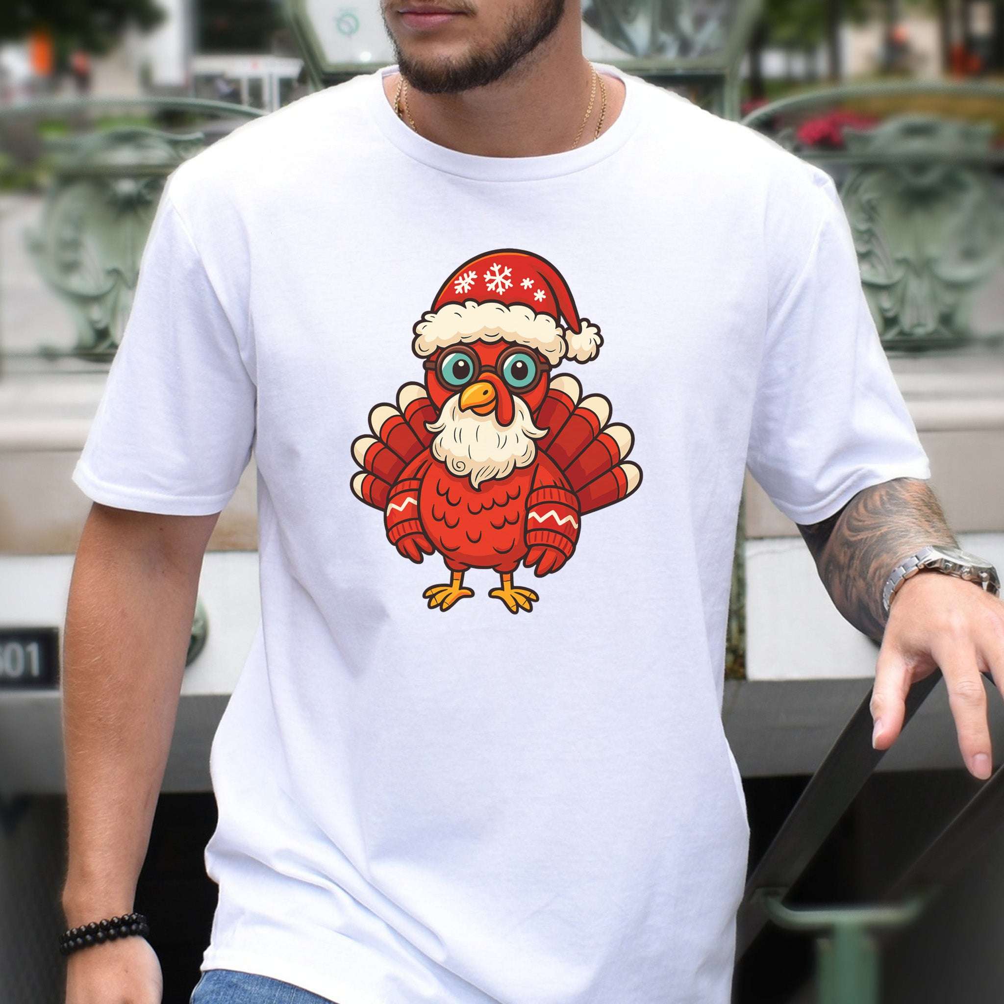 Santa Turkey T-Shirt – Funny Holiday Bird Christmas Tee