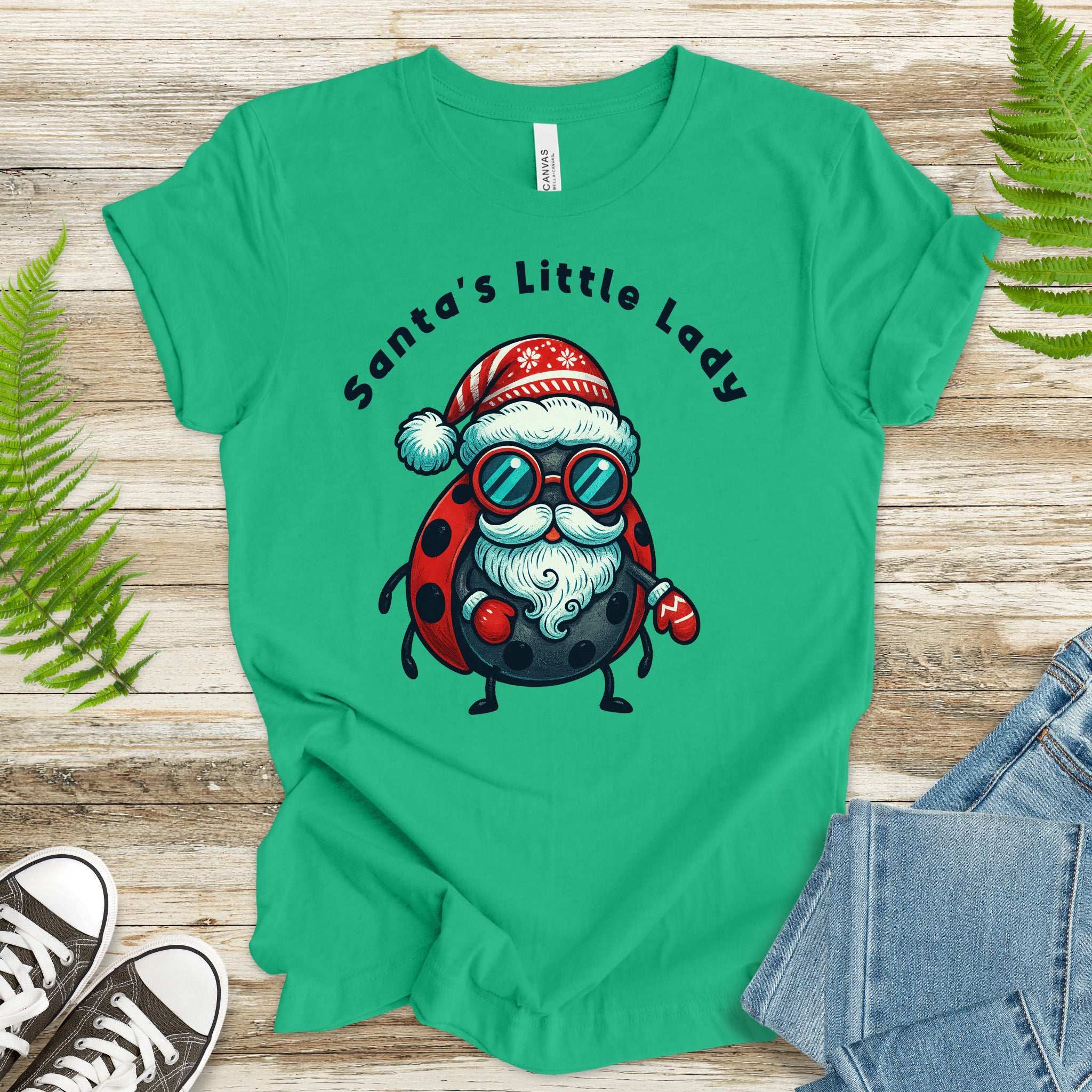 Santa’s Little Lady T-Shirt – Funny Ladybug Christmas Bug Tee