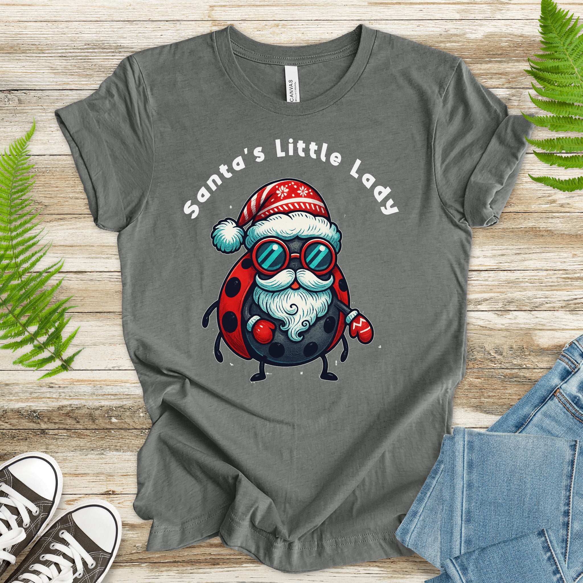 Santa’s Little Lady T-Shirt – Funny Ladybug Christmas Bug Tee