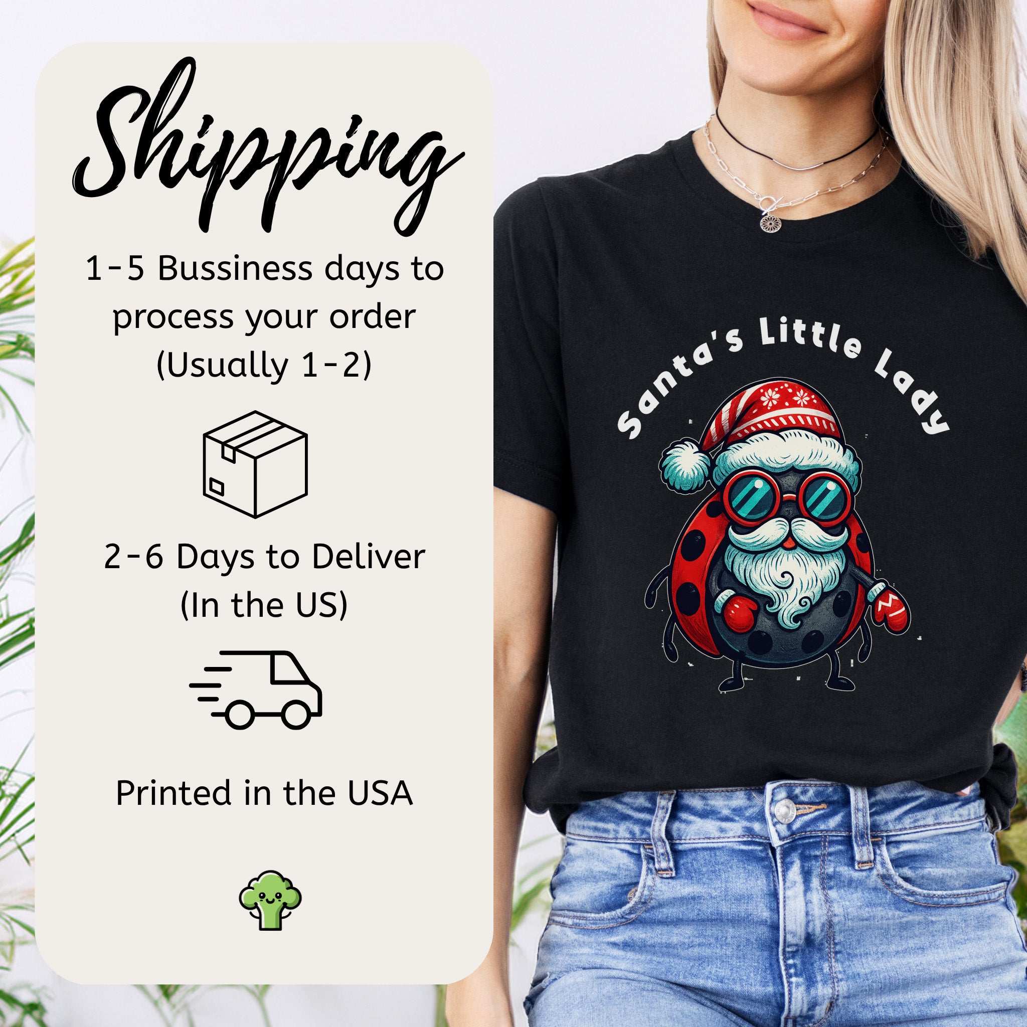 Santa’s Little Lady T-Shirt – Funny Ladybug Christmas Bug Tee