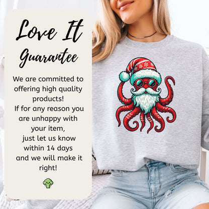 Santa Kraken Sweatshirt – Funny Octopus Christmas Sea Life Style