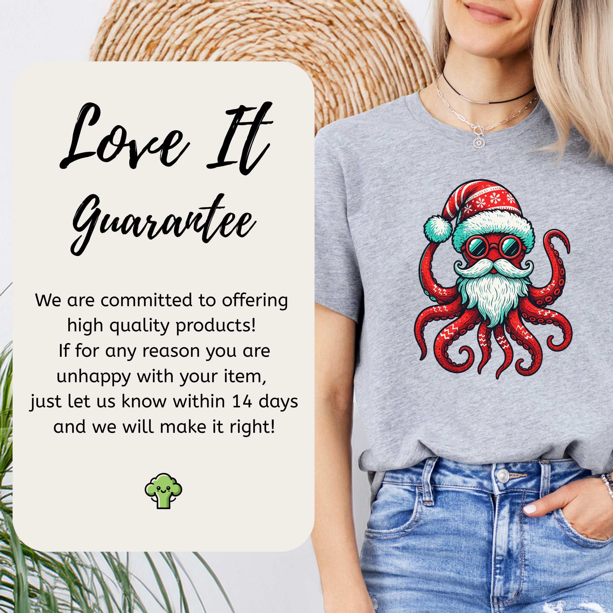 Santa Kraken T-Shirt – Funny Octopus Christmas Sea Life Tee