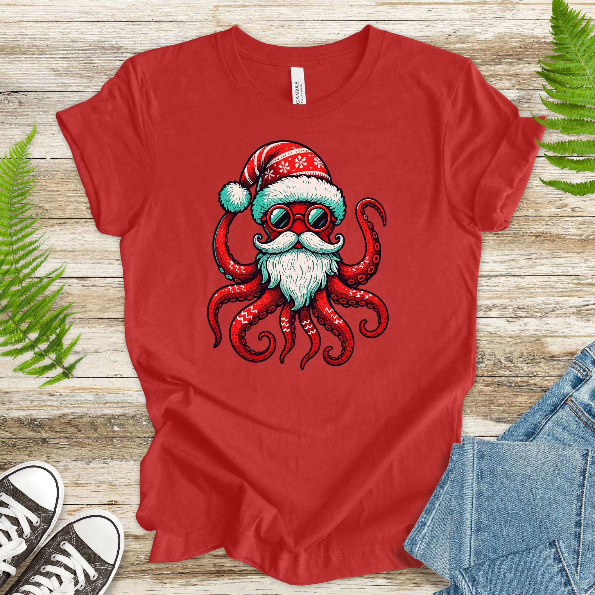 Santa Kraken T-Shirt – Funny Octopus Christmas Sea Life Tee