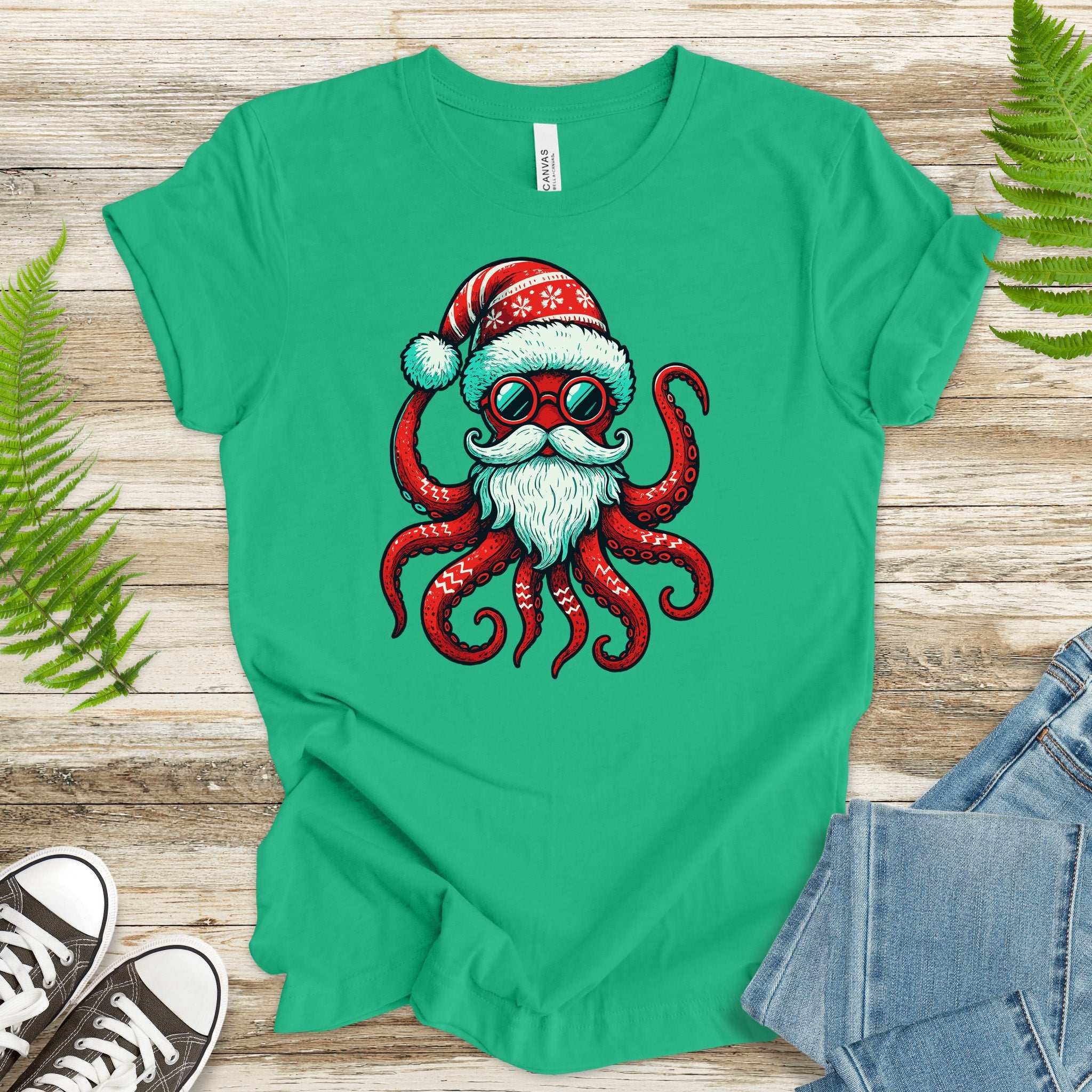 Santa Kraken T-Shirt – Funny Octopus Christmas Sea Life Tee