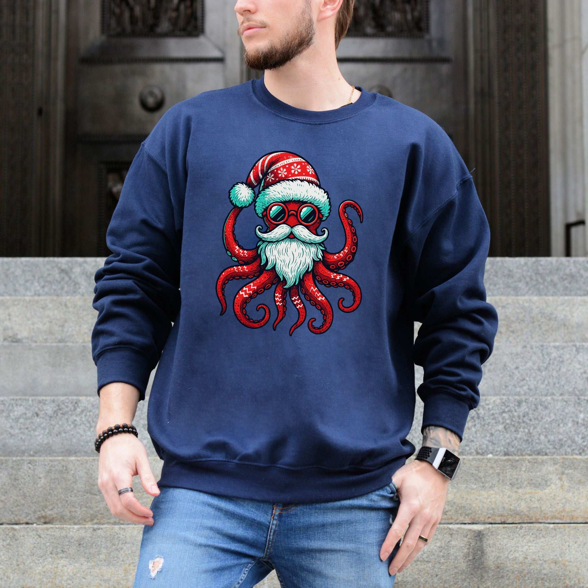 Santa Kraken Sweatshirt – Funny Octopus Christmas Sea Life Style