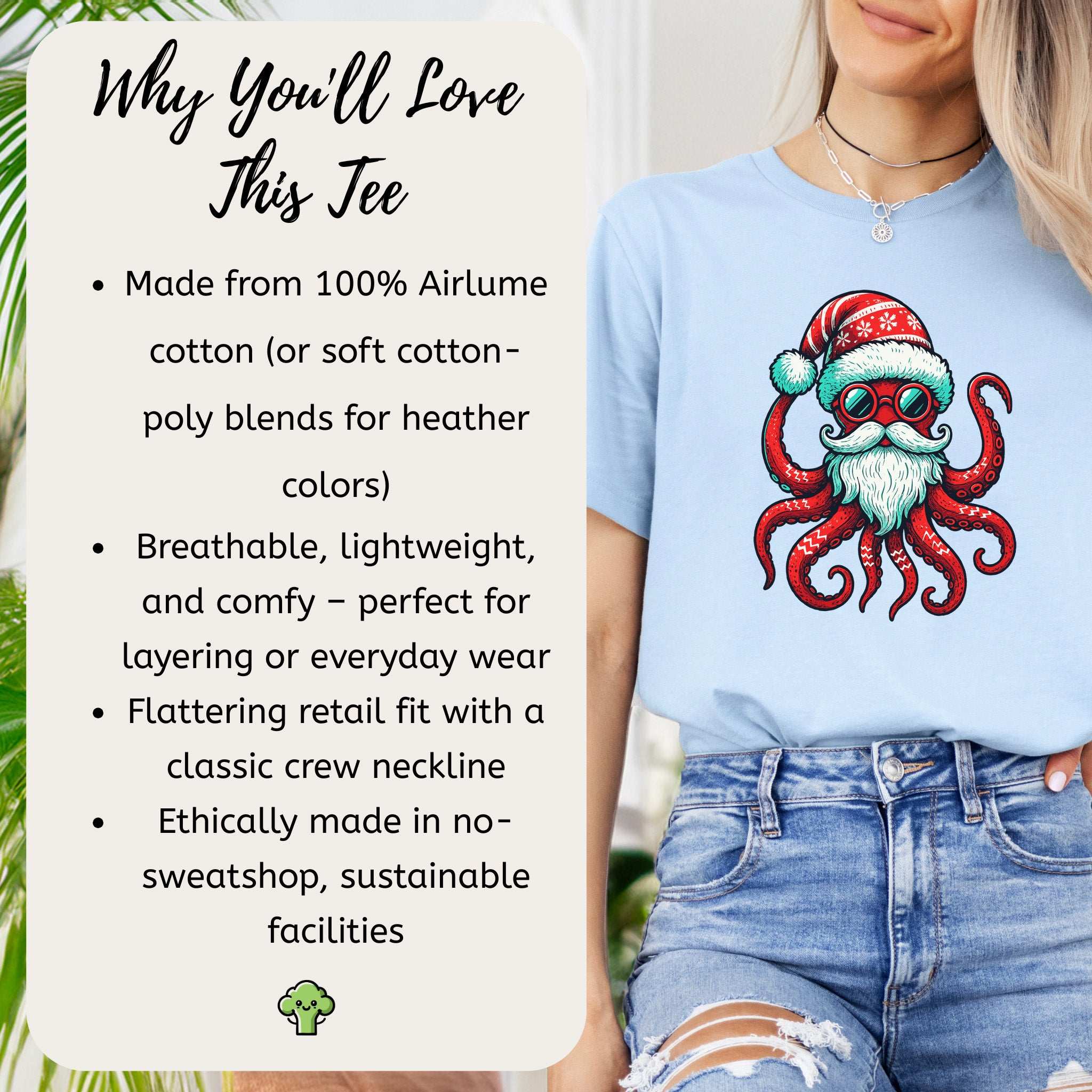 Santa Kraken T-Shirt – Funny Octopus Christmas Sea Life Tee