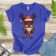 Santa Reindeer T-Shirt – Cute Christmas Deer with Beard Tee