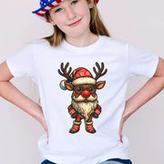 Santa Reindeer Kids T-Shirt – Cute Christmas Deer with Beard Youth Tee