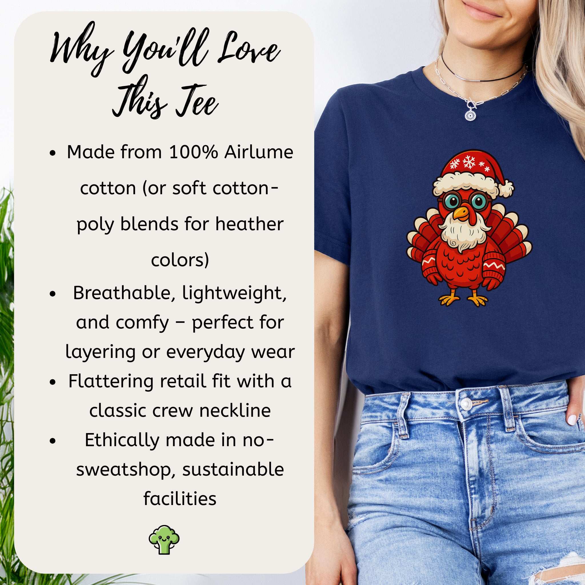 Santa Turkey T-Shirt – Funny Holiday Bird Christmas Tee