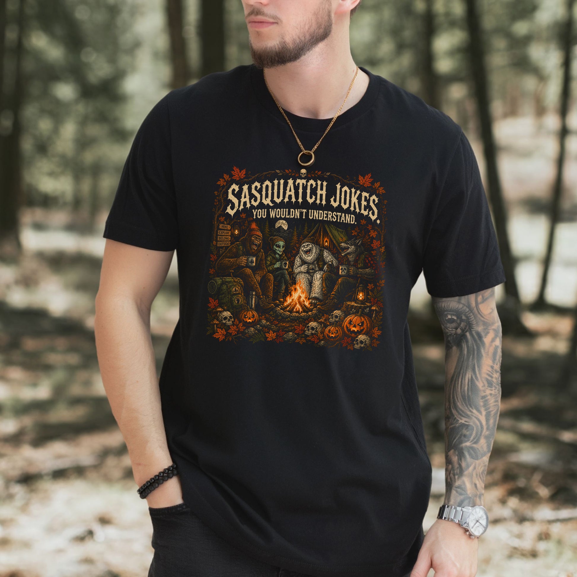Sasquatch Jokes You Wouldn’t Understand Cryptid Campfire Halloween T-Shirt