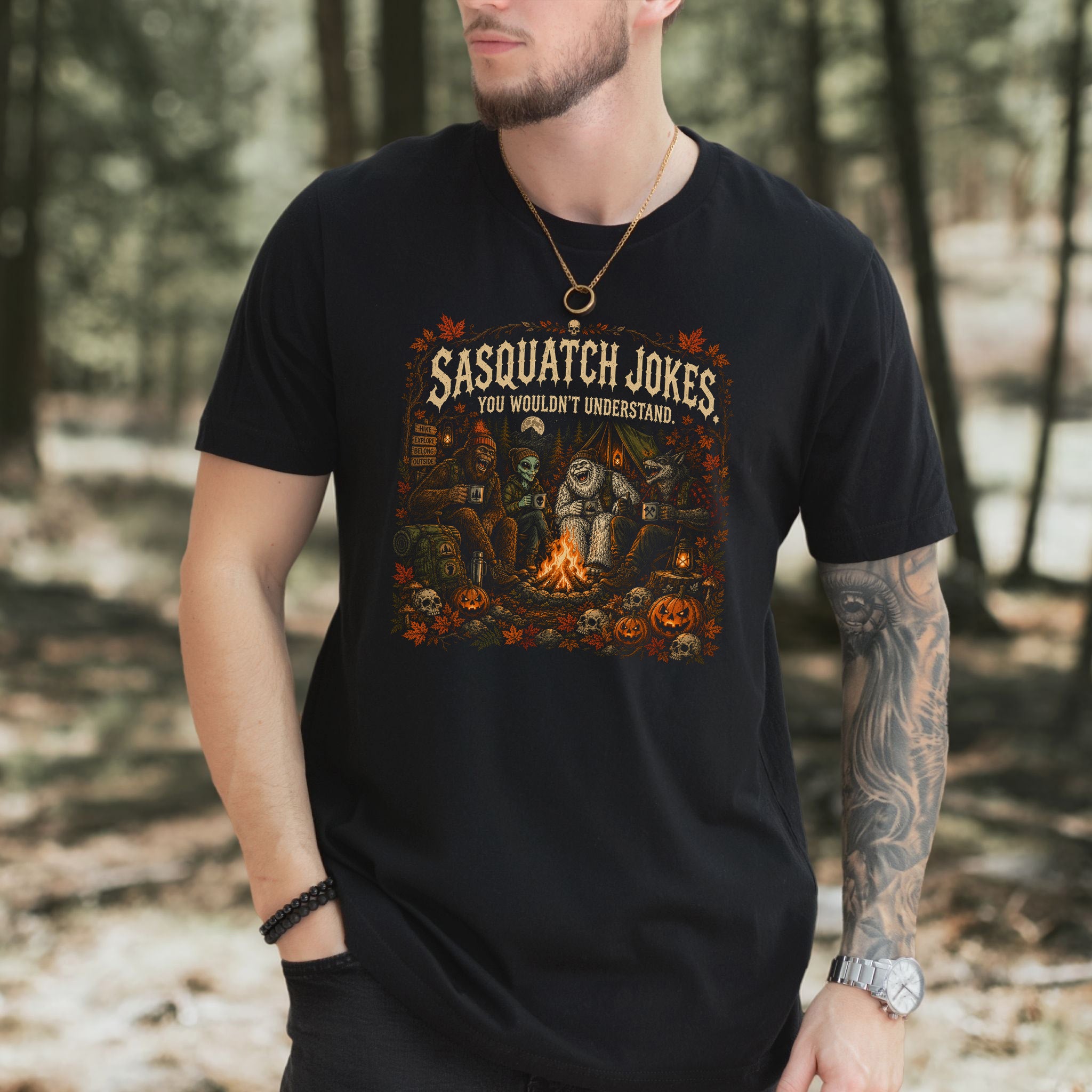 Sasquatch Jokes You Wouldn’t Understand Cryptid Campfire Halloween T-Shirt