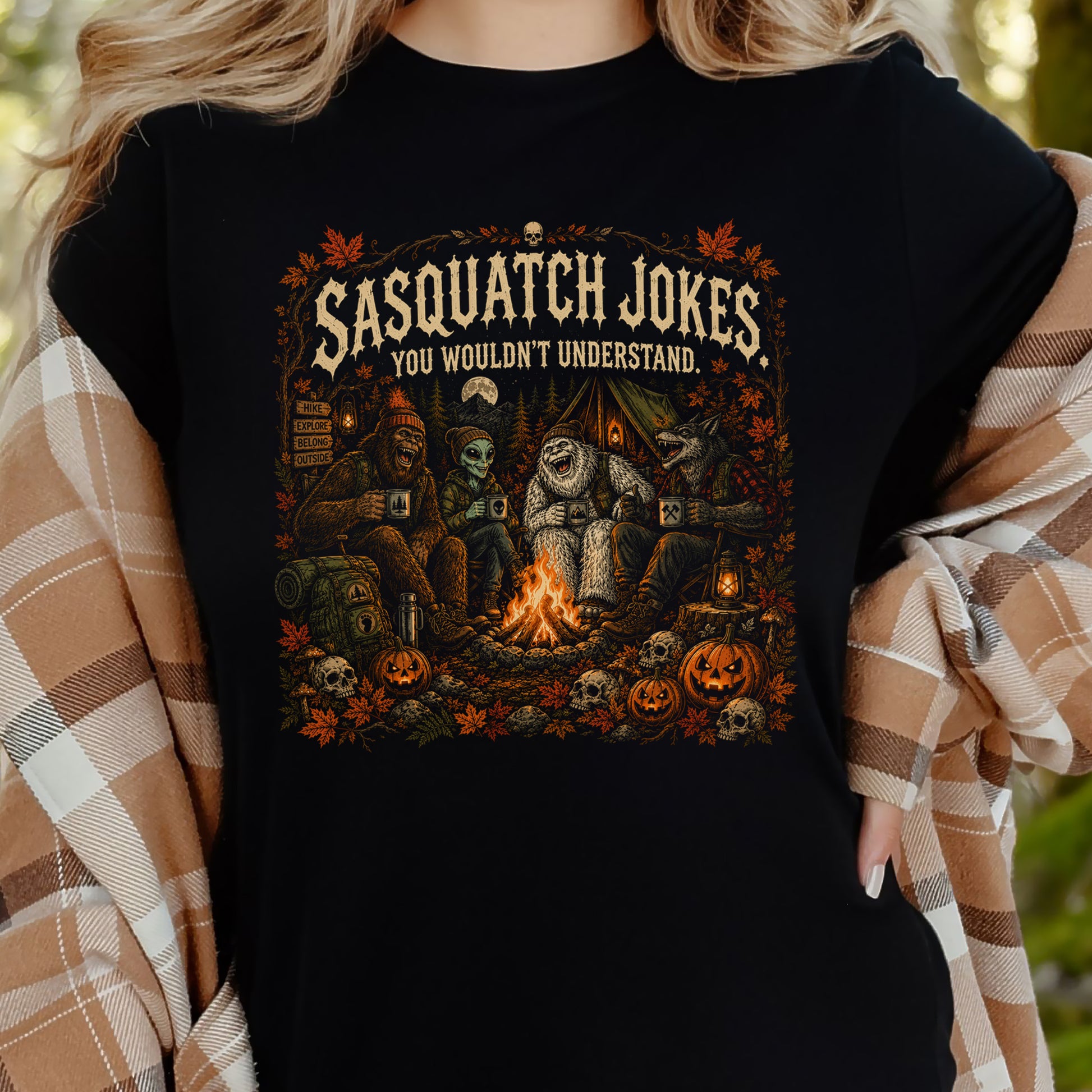 Sasquatch Jokes You Wouldn’t Understand Cryptid Campfire Halloween T-Shirt