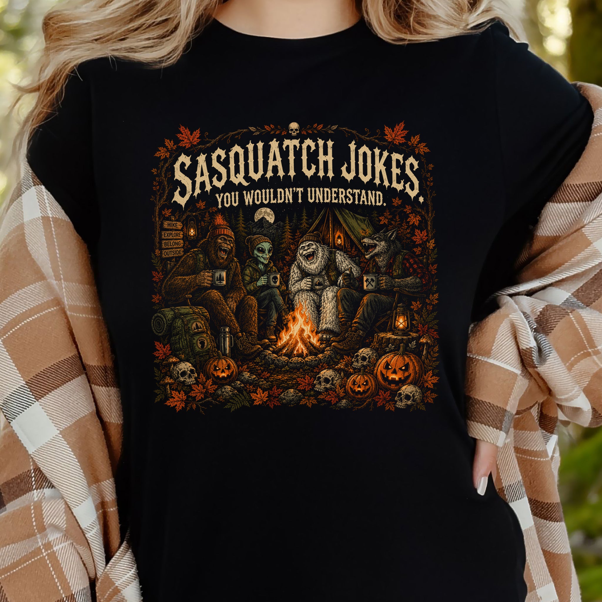 Sasquatch Jokes You Wouldn’t Understand Cryptid Campfire Halloween T-Shirt