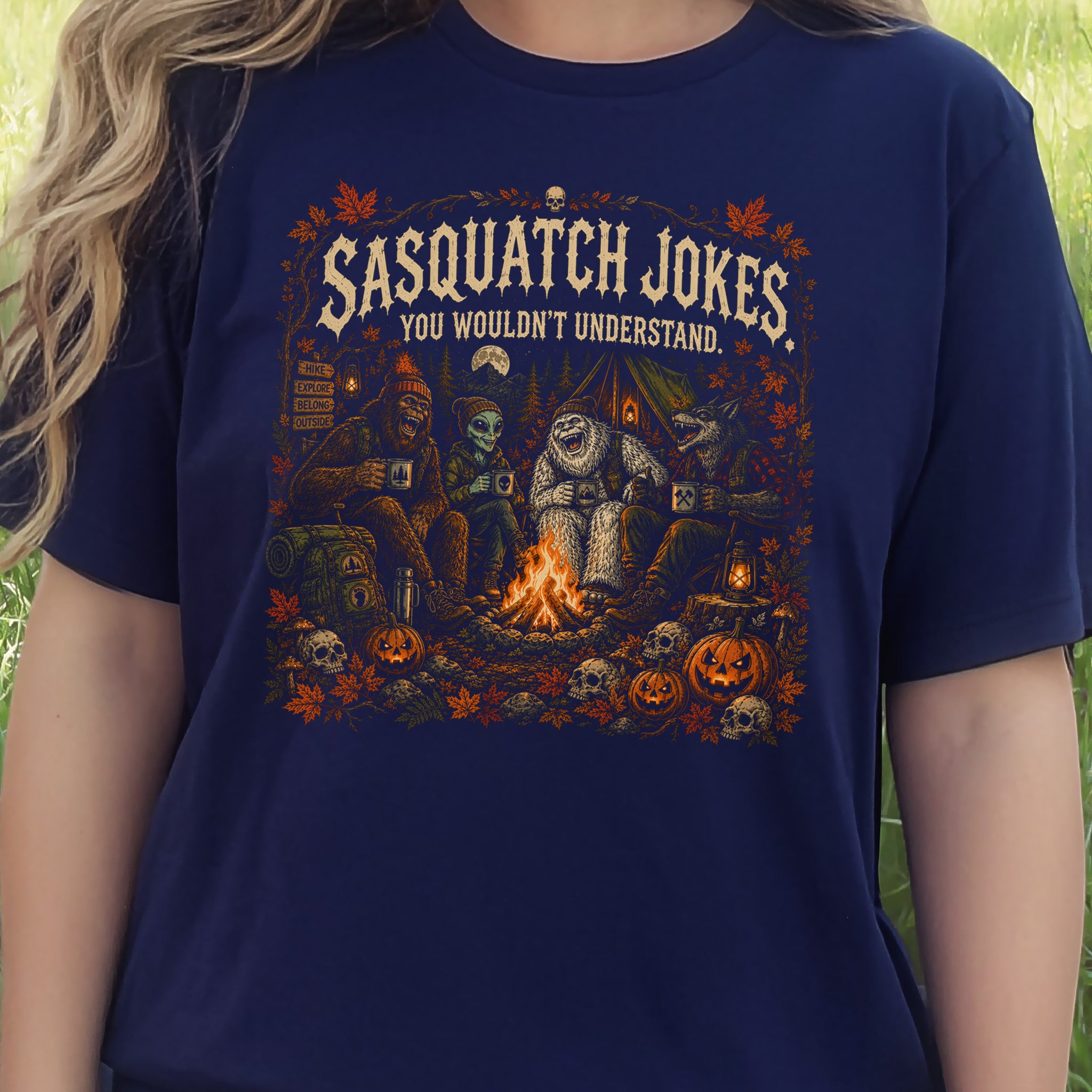 Sasquatch Jokes You Wouldn’t Understand Cryptid Campfire Halloween T-Shirt