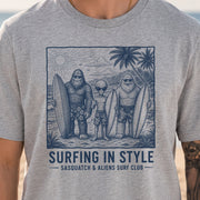 Surfing in Style Sasquatch & Aliens Surf Club Beach T-Shirt