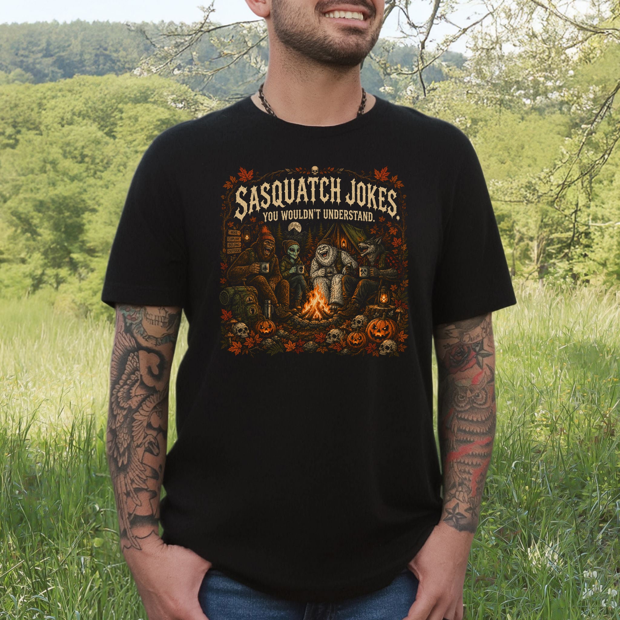 Sasquatch Jokes You Wouldn’t Understand Cryptid Campfire Halloween T-Shirt