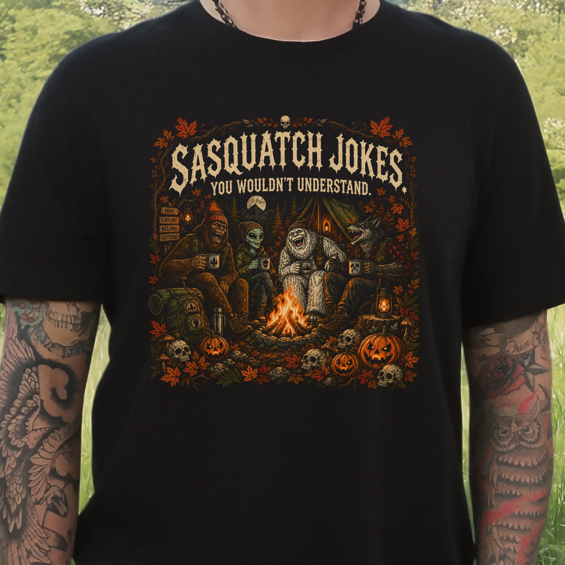 Sasquatch Jokes You Wouldn’t Understand Cryptid Campfire Halloween T-Shirt