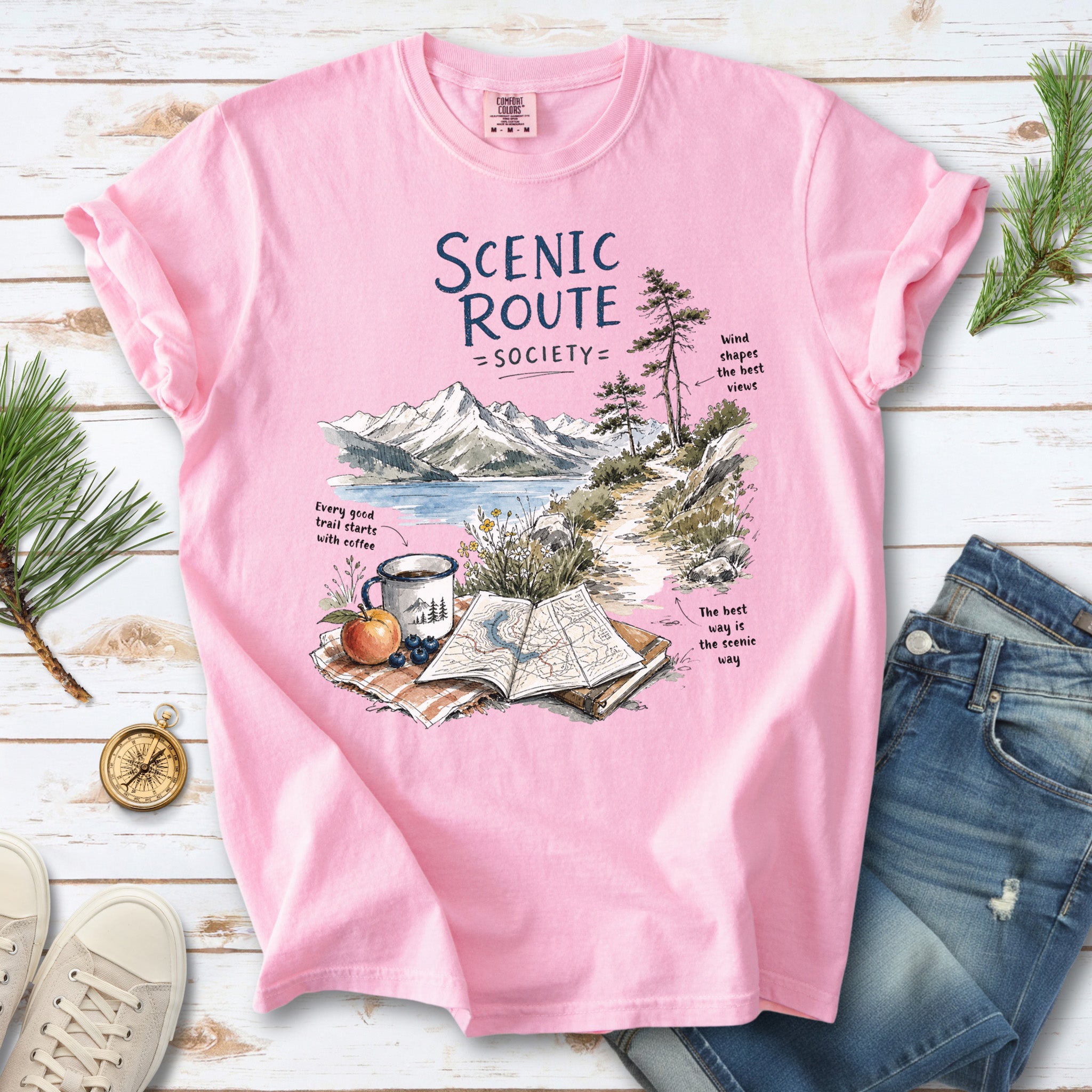 Scenic Route Society Comfort Colors Shirt – Watercolor Hiking T-Shirt
