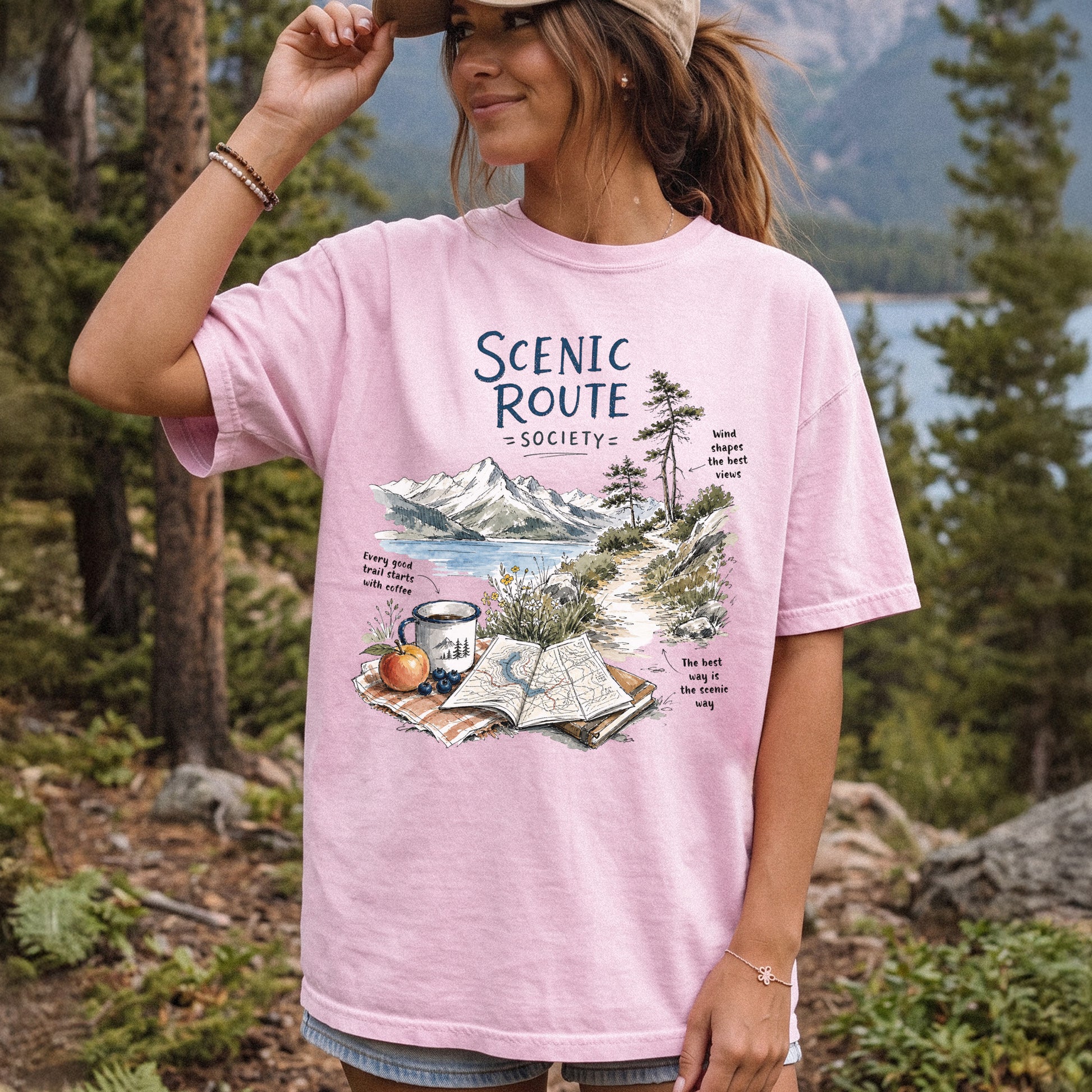 Scenic Route Society Comfort Colors Shirt – Watercolor Hiking T-Shirt