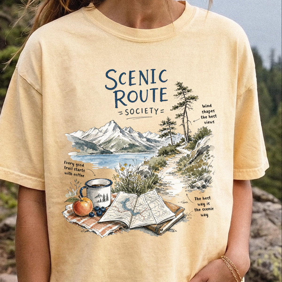 Scenic Route Society Comfort Colors Shirt – Watercolor Hiking T-Shirt