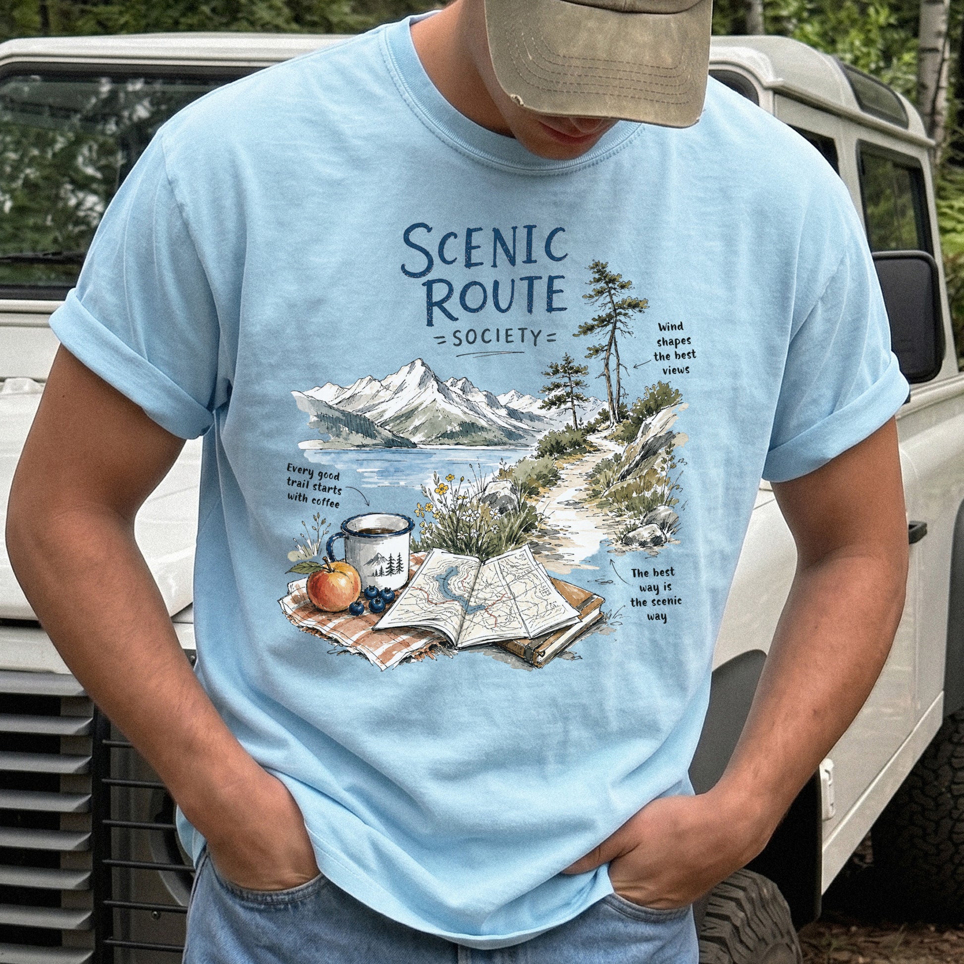 Scenic Route Society Comfort Colors Shirt – Watercolor Hiking T-Shirt