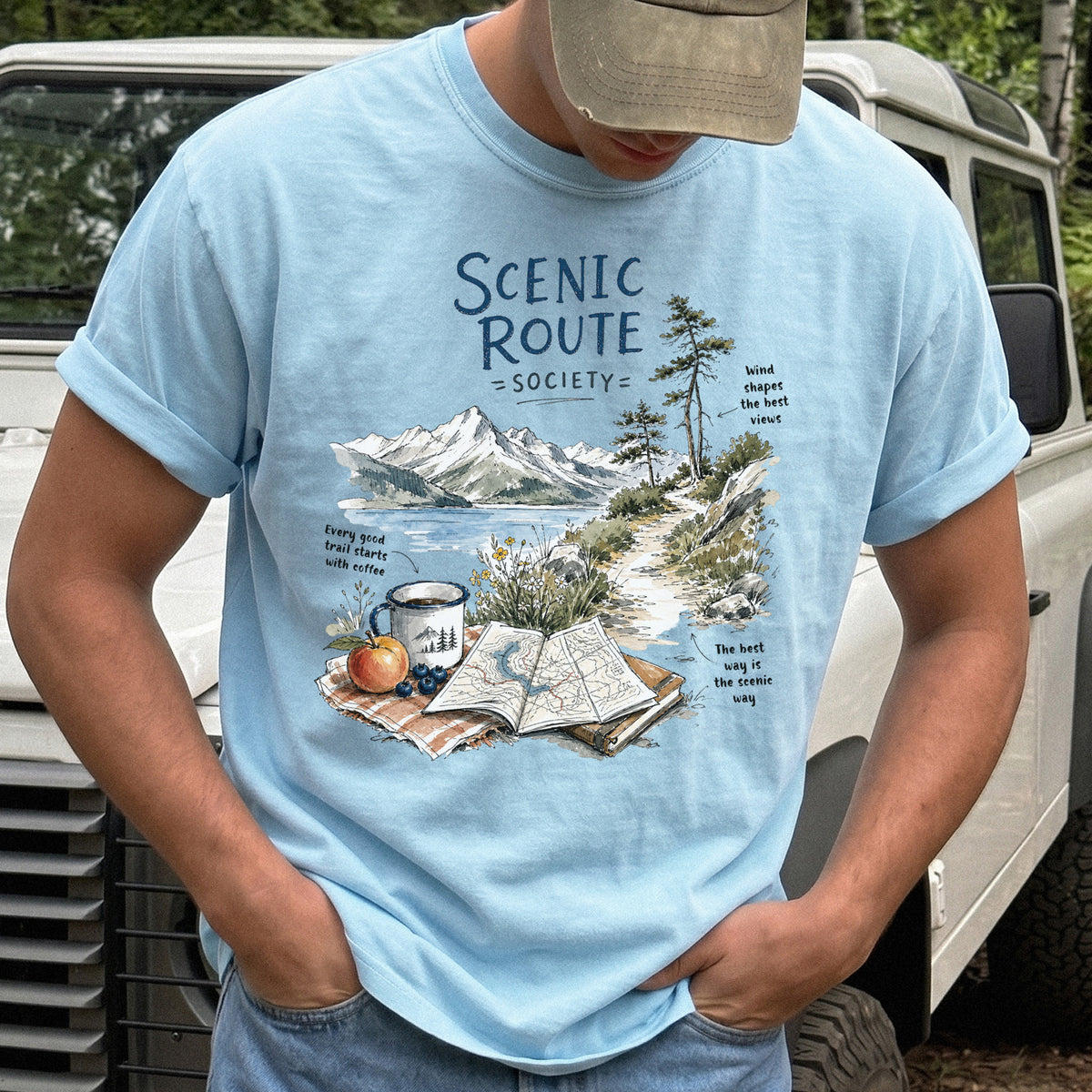 Scenic Route Society Comfort Colors Shirt – Watercolor Hiking T-Shirt