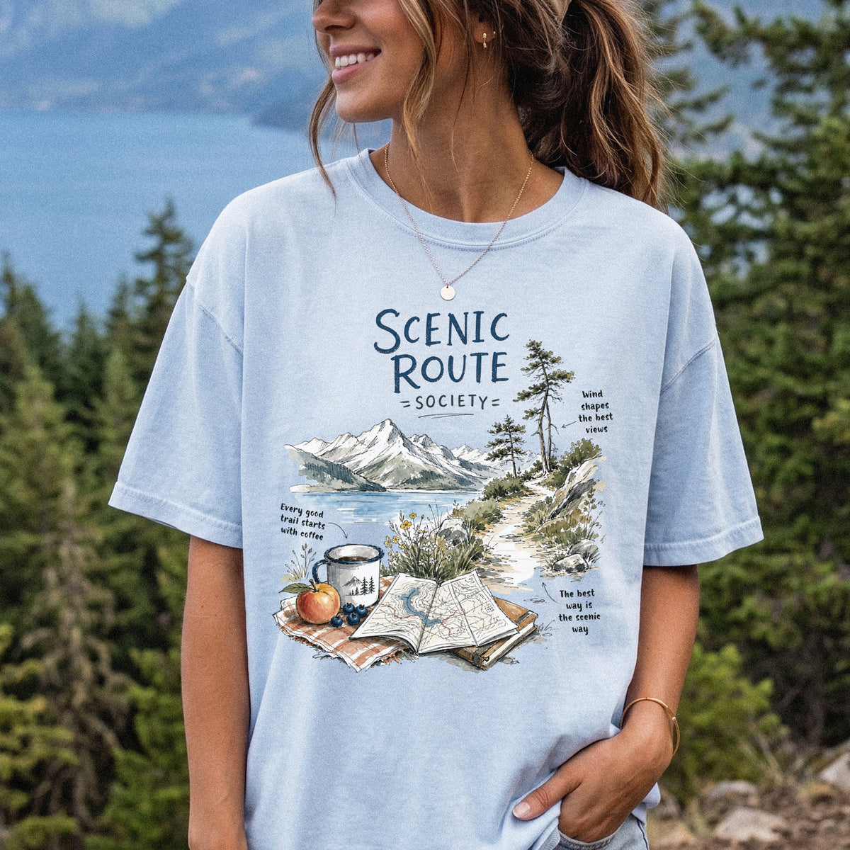 Scenic Route Society Comfort Colors Shirt – Watercolor Hiking T-Shirt