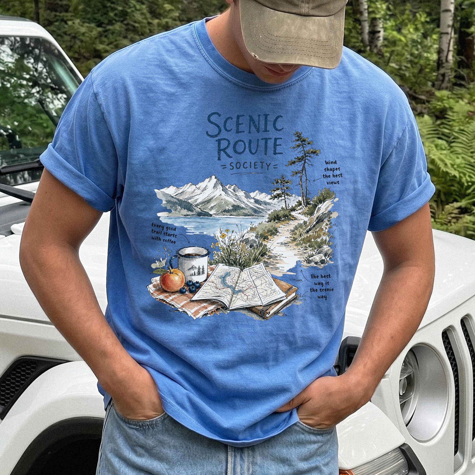 Scenic Route Society Comfort Colors Shirt – Watercolor Hiking T-Shirt