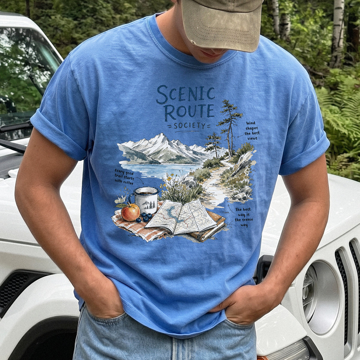 Scenic Route Society Comfort Colors Shirt – Watercolor Hiking T-Shirt