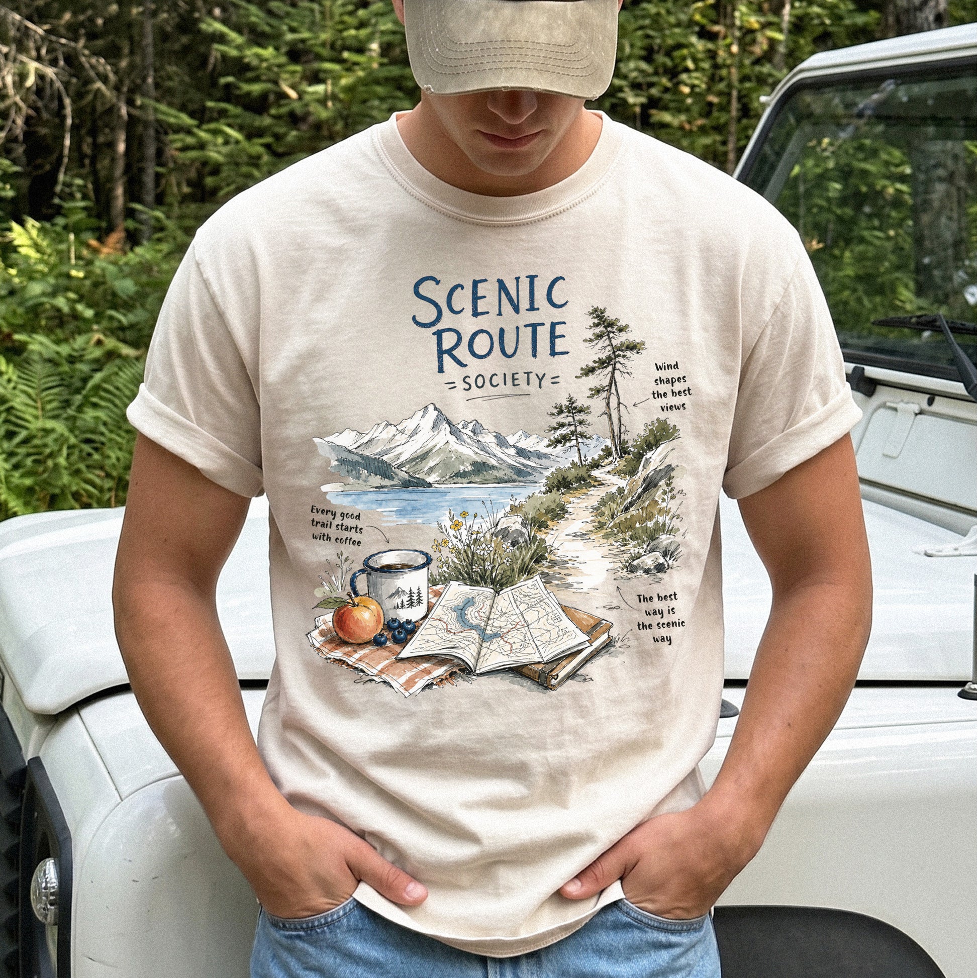 Scenic Route Society Comfort Colors Shirt – Watercolor Hiking T-Shirt