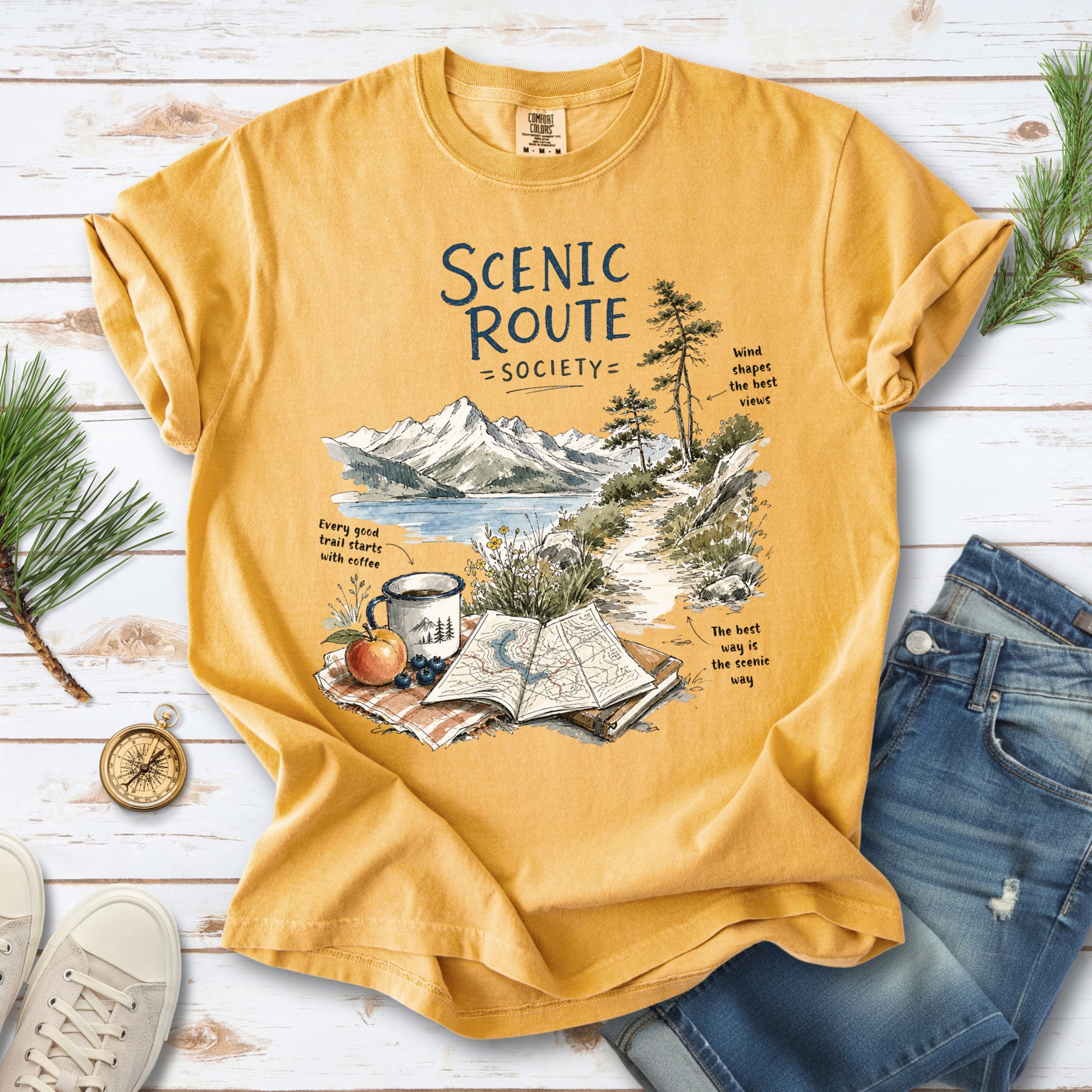 Scenic Route Society Comfort Colors Shirt – Watercolor Hiking T-Shirt