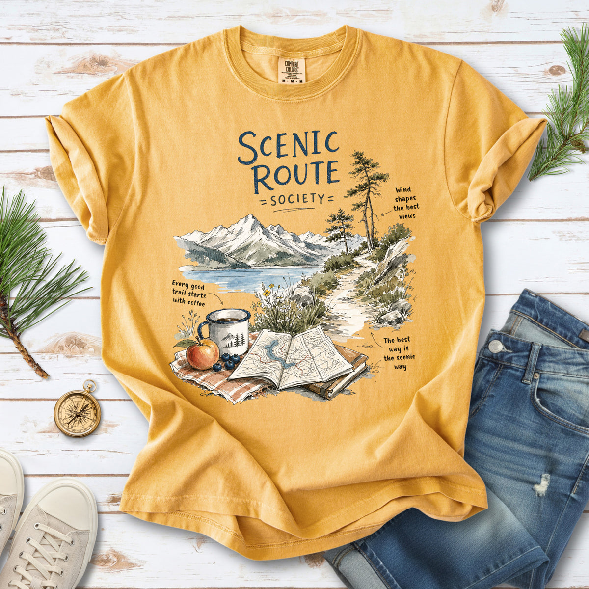 Scenic Route Society Comfort Colors Shirt – Watercolor Hiking T-Shirt