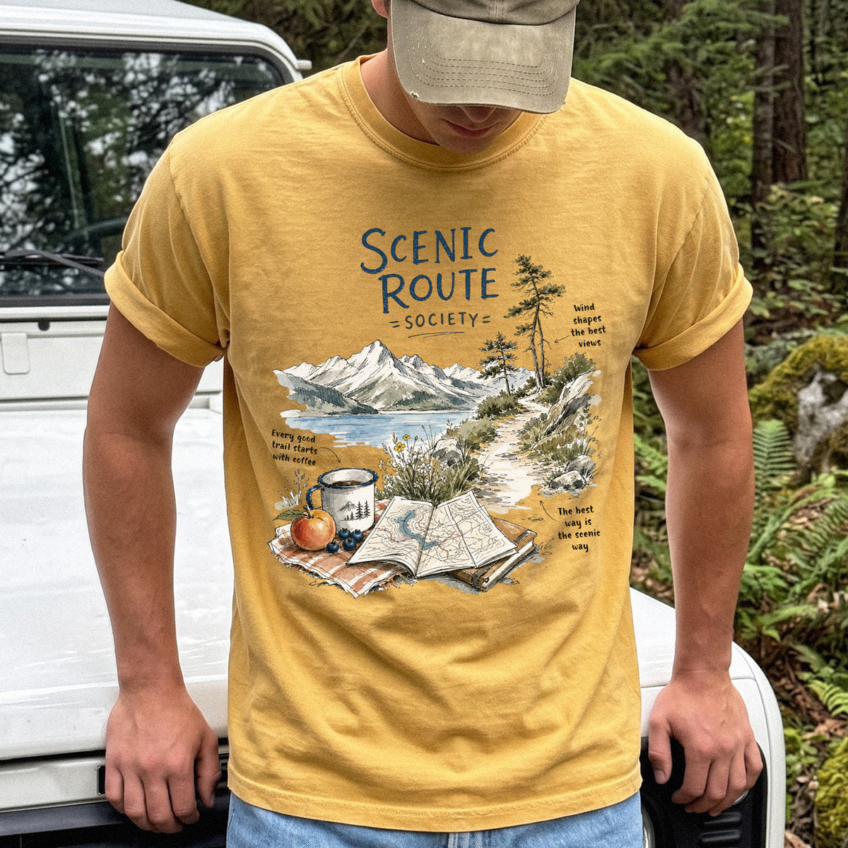 Scenic Route Society Comfort Colors Shirt – Watercolor Hiking T-Shirt