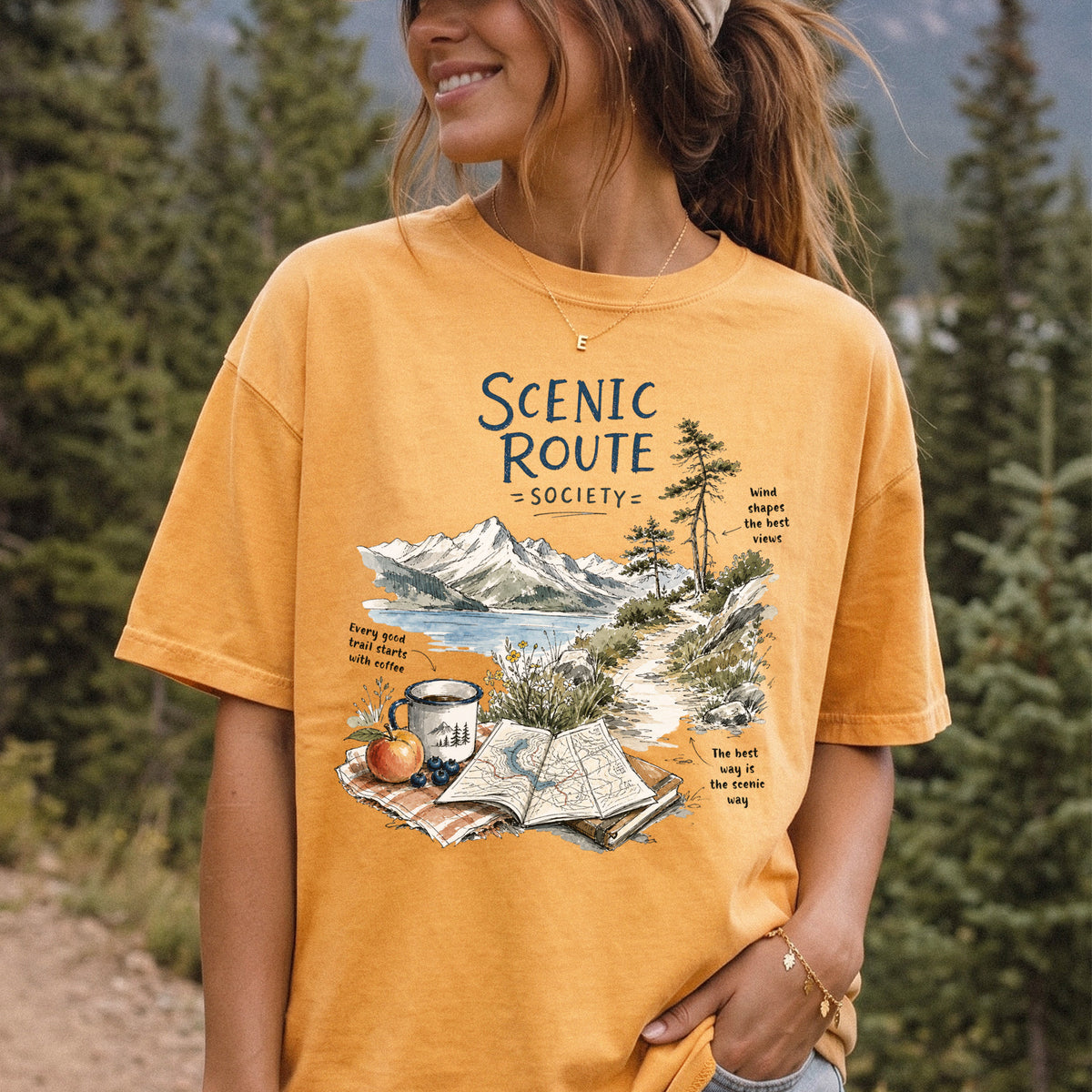 Scenic Route Society Comfort Colors Shirt – Watercolor Hiking T-Shirt